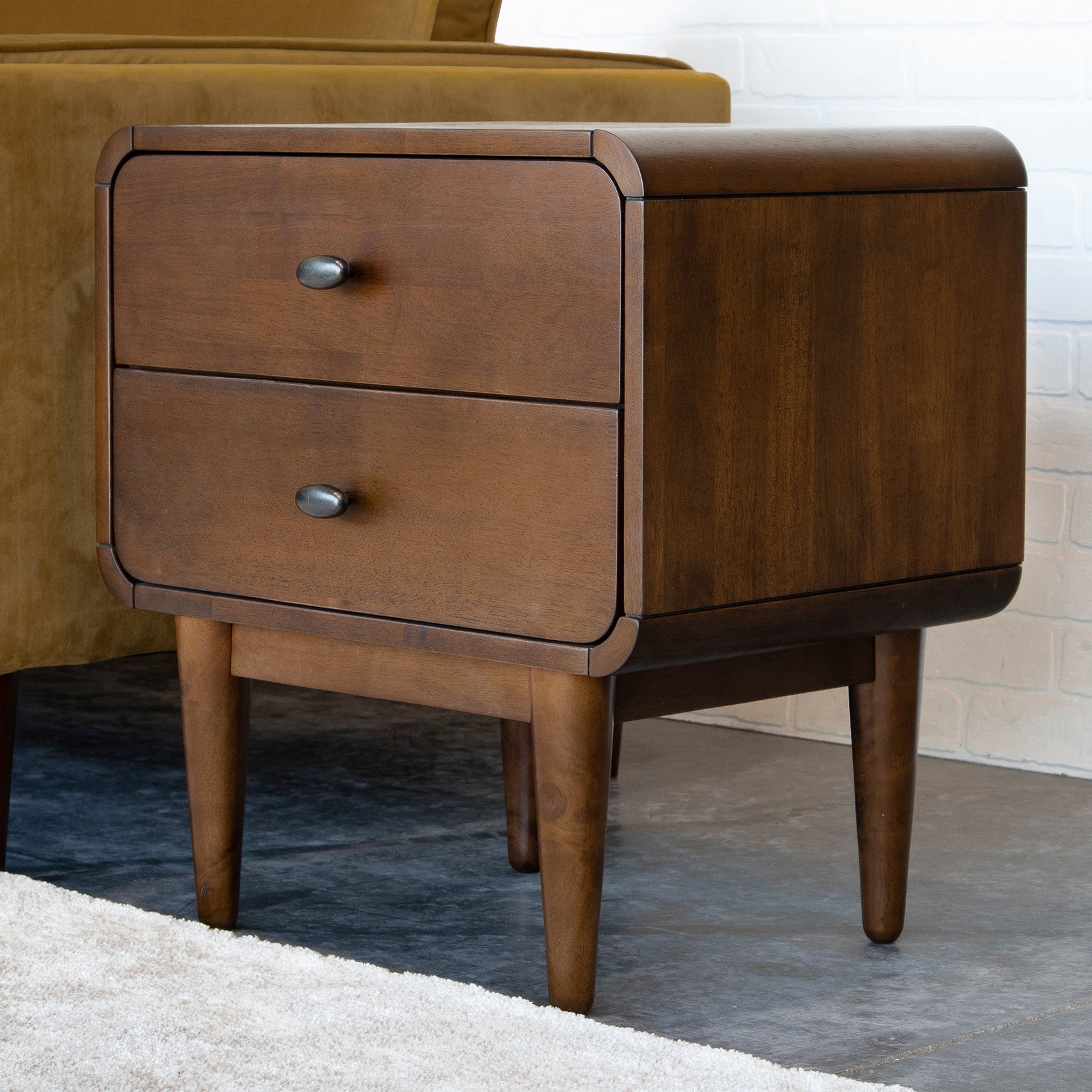 Stein Walnut Mid Century Modern Style Night Stand - MidinMod