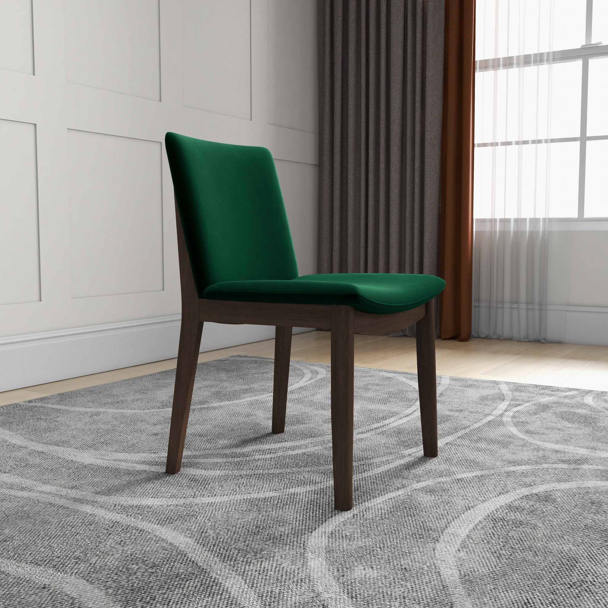 Virginia Mid-Century Modern Scandinavian Dining Chair with Velvet Upholstery - MidinMod