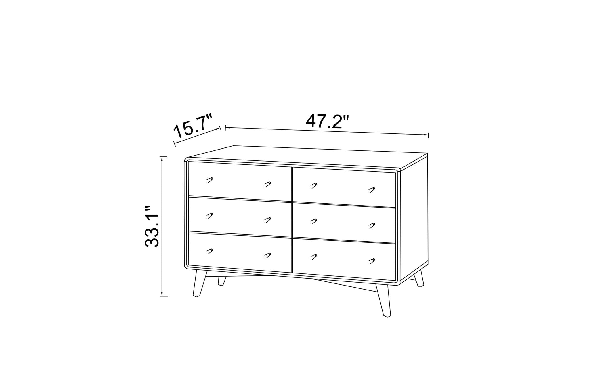 Noak White Mid Century Modern Dresser 6 Drawer - MidinMod