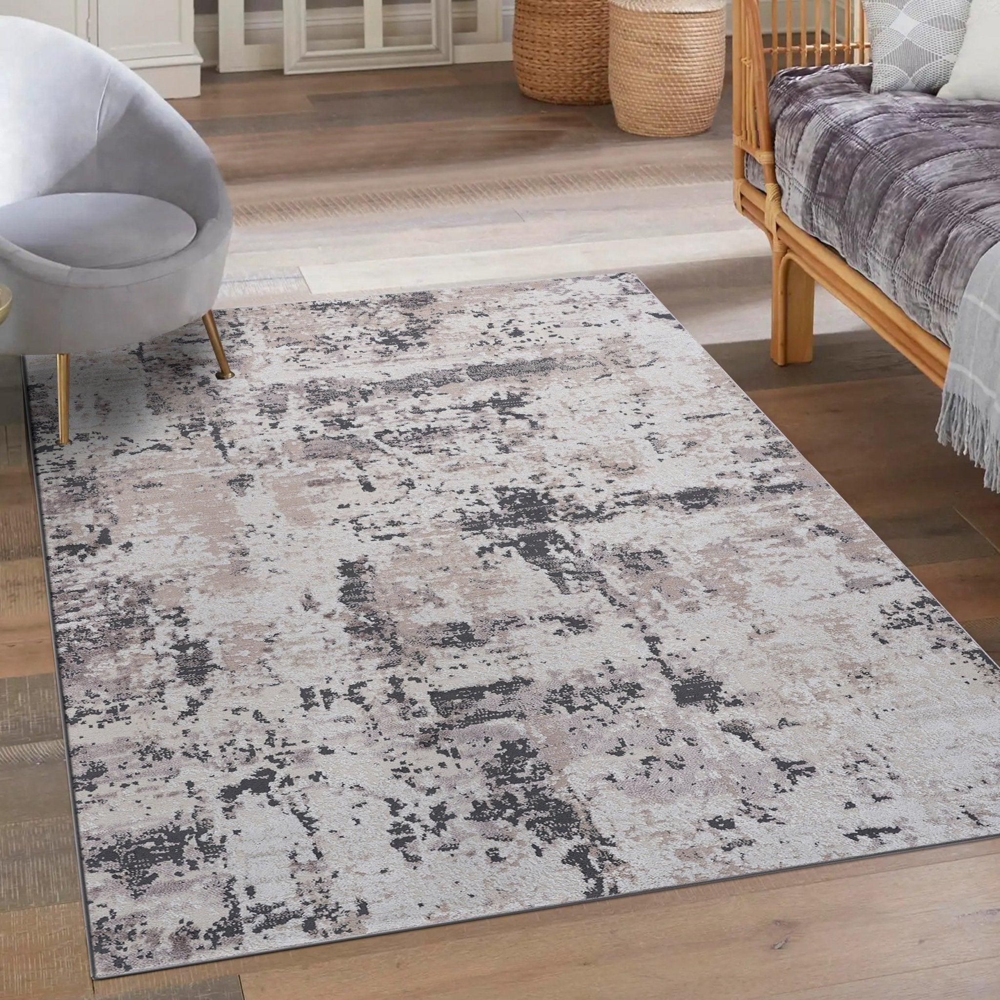 Payas Cream Brown Rug Size 6'7'' x 9' - MidinMod