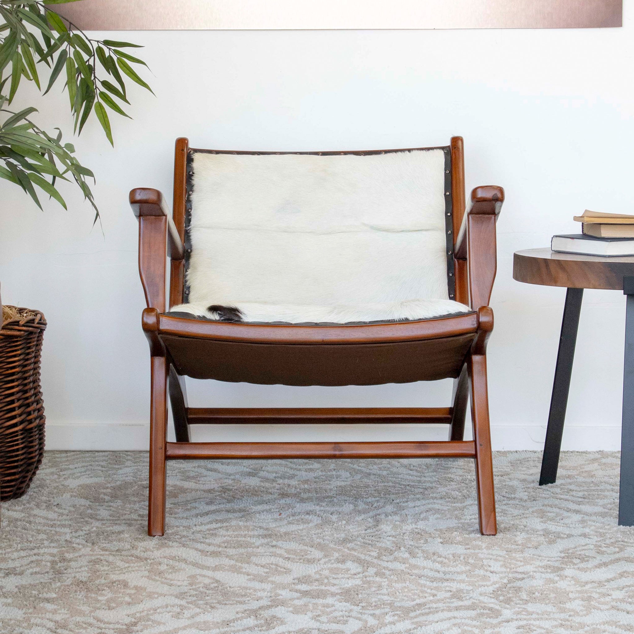 Makasar Black and White Hide Lounge Chair - MidinMod