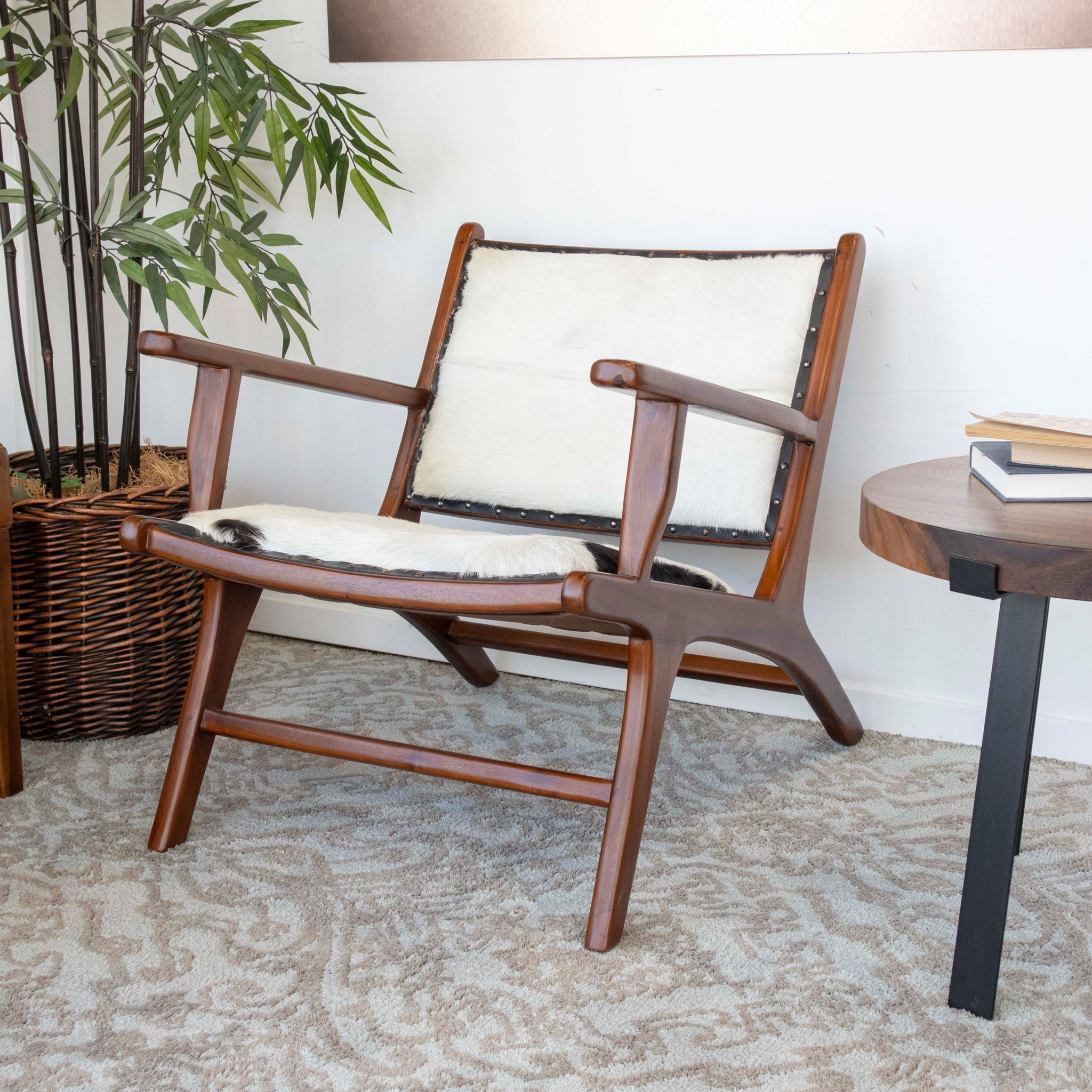 Makasar Black and White Hide Lounge Chair - MidinMod