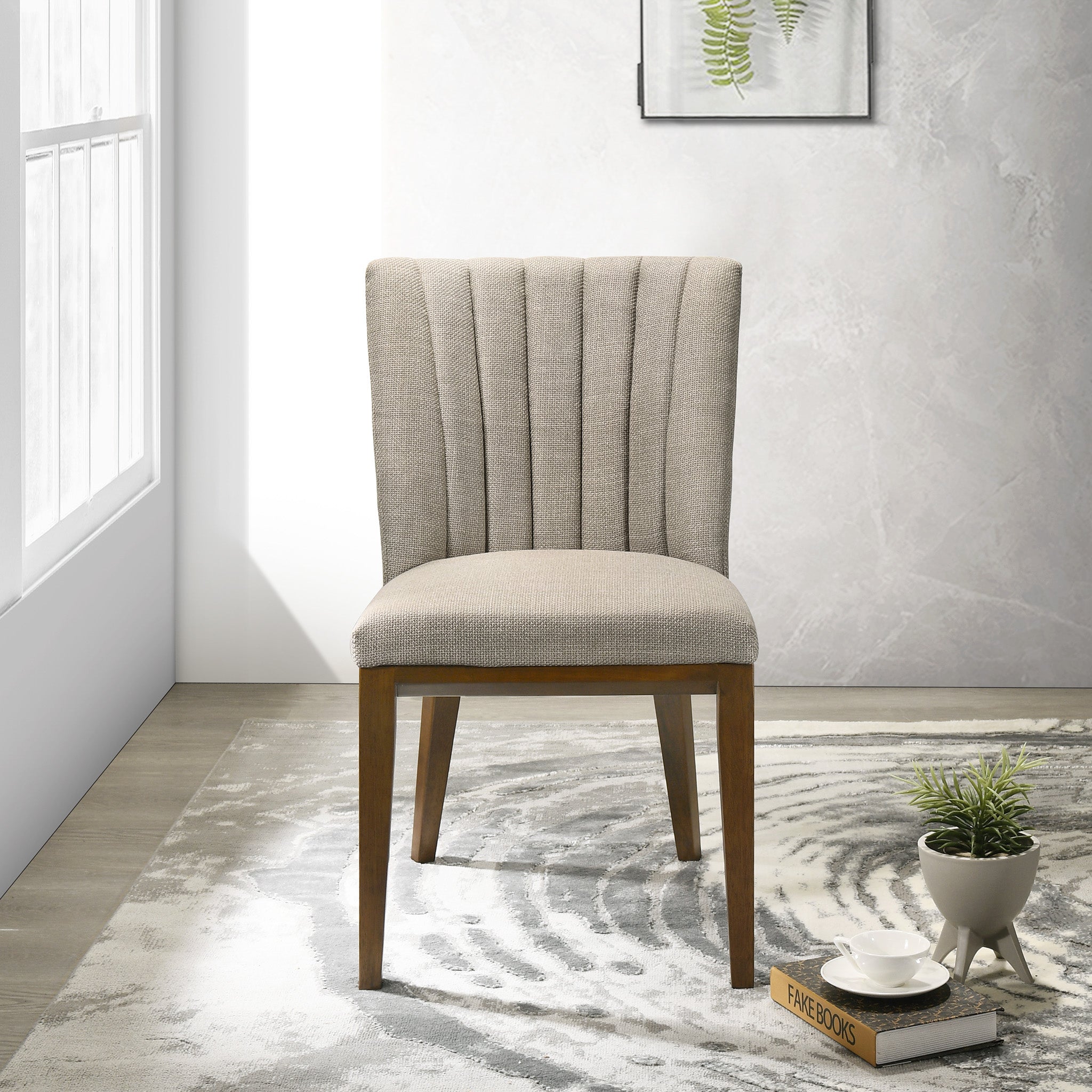 Elm Cream Fabric Dining Chair Set of 2 - MidinMod