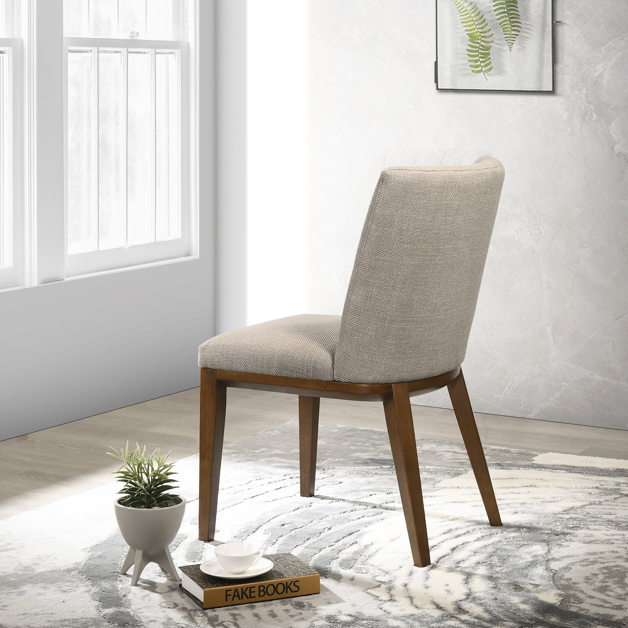 Elm Cream Fabric Dining Chair Set of 2 - MidinMod