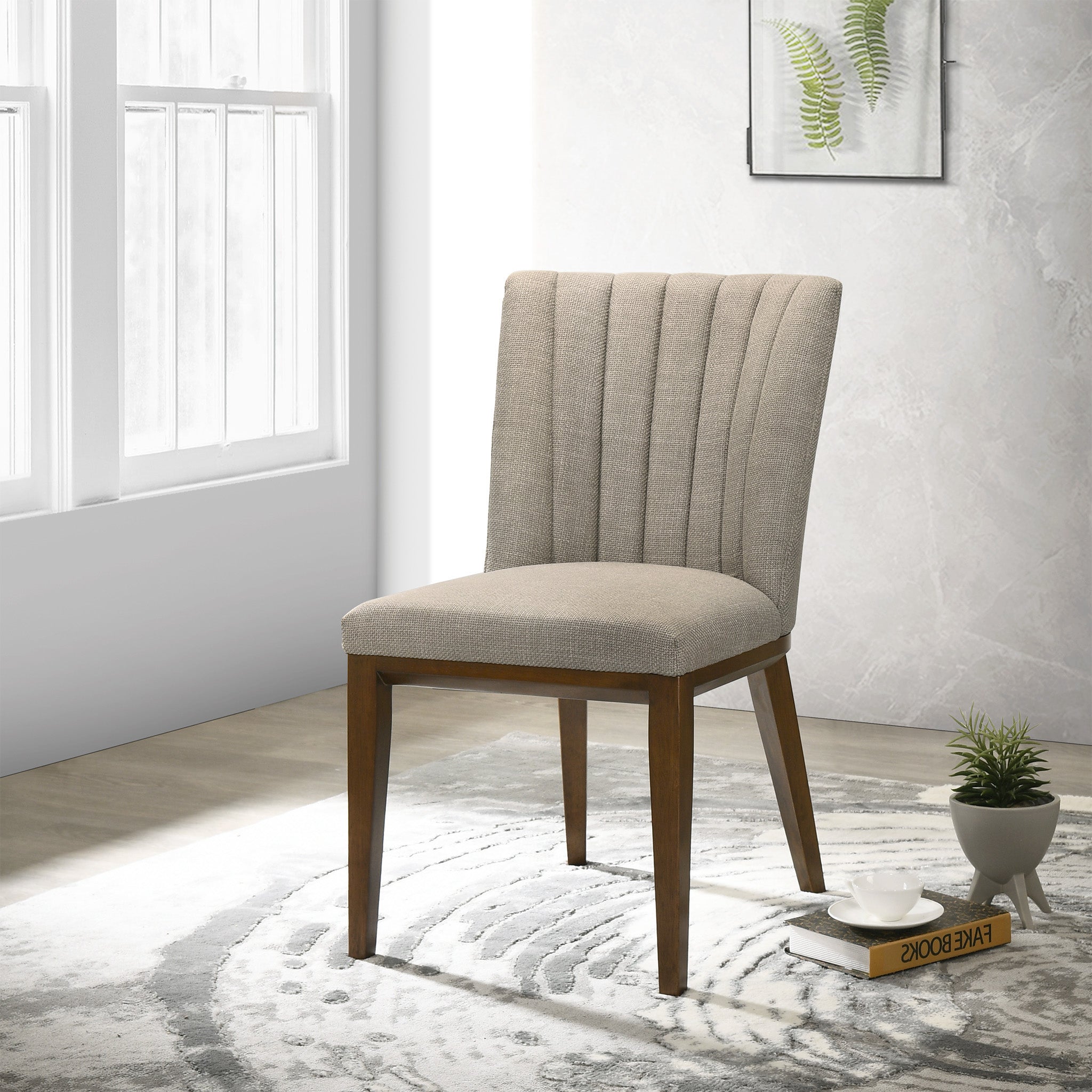 Elm Cream Fabric Dining Chair Set of 2 - MidinMod