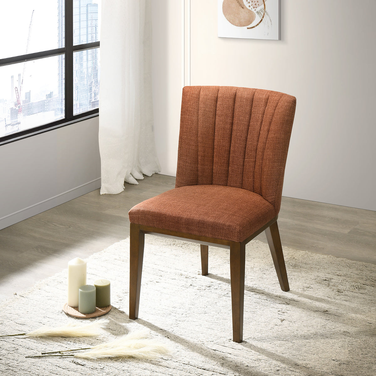 Elm Orange Fabric Dining Chair