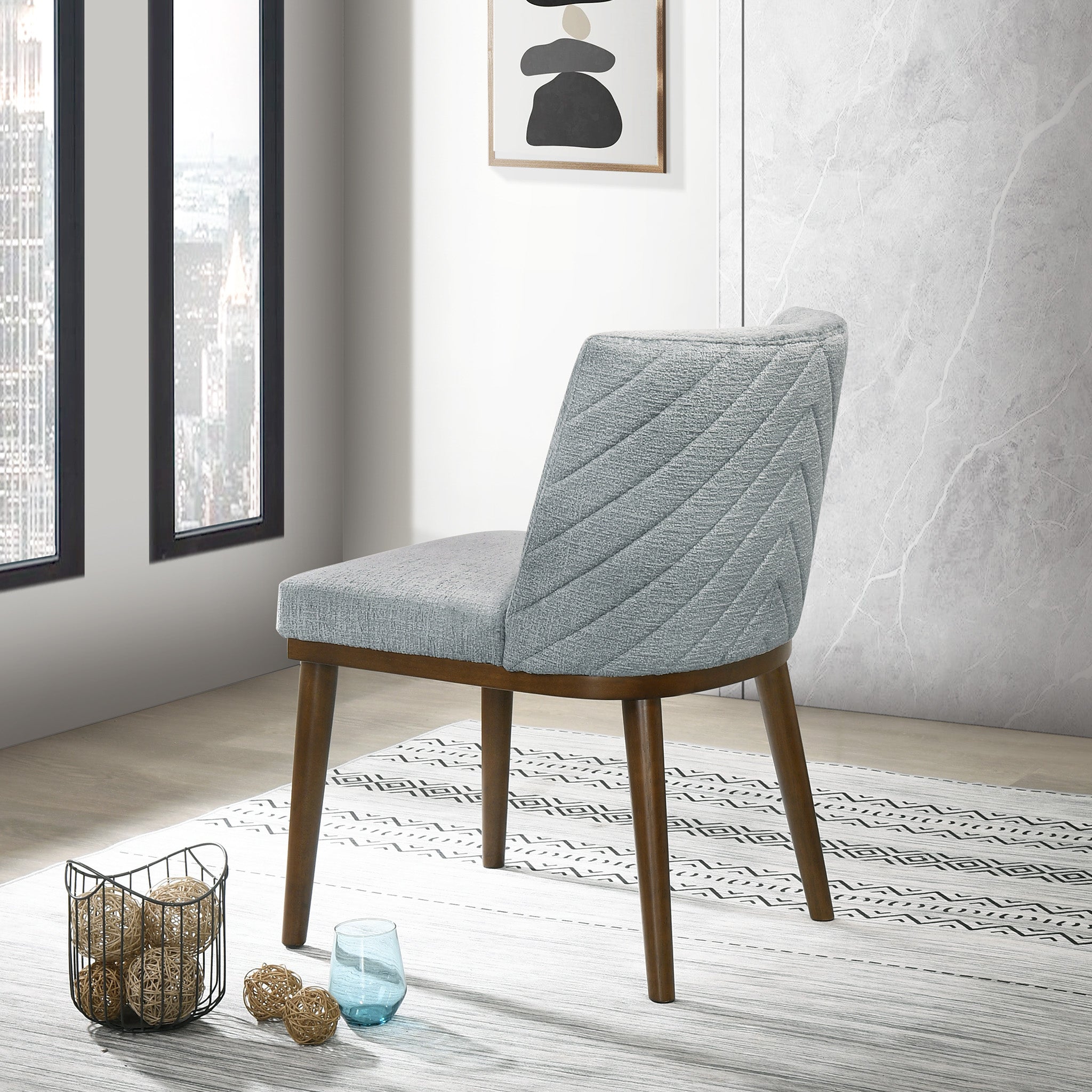 Dalby Grey Fabric Dining Chair Set of 2 - MidinMod