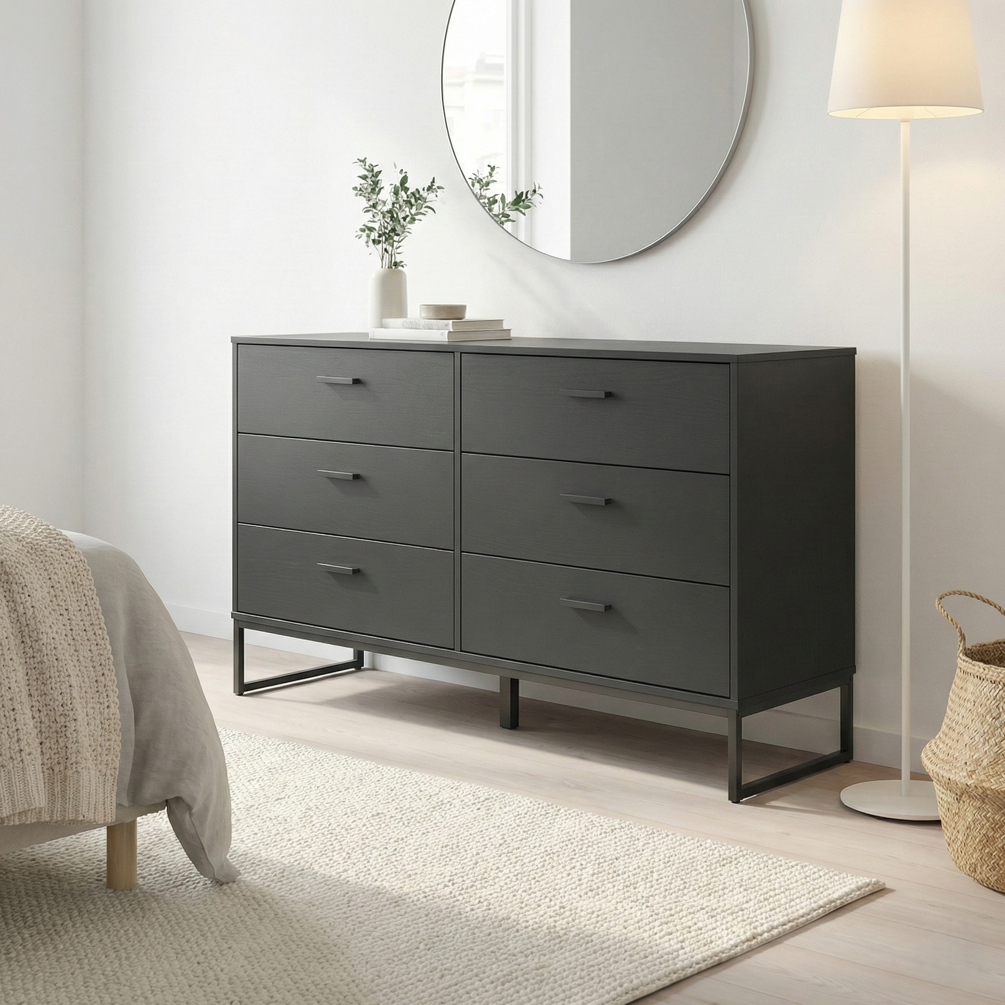 Socalle Black 6 Drawer Dresser