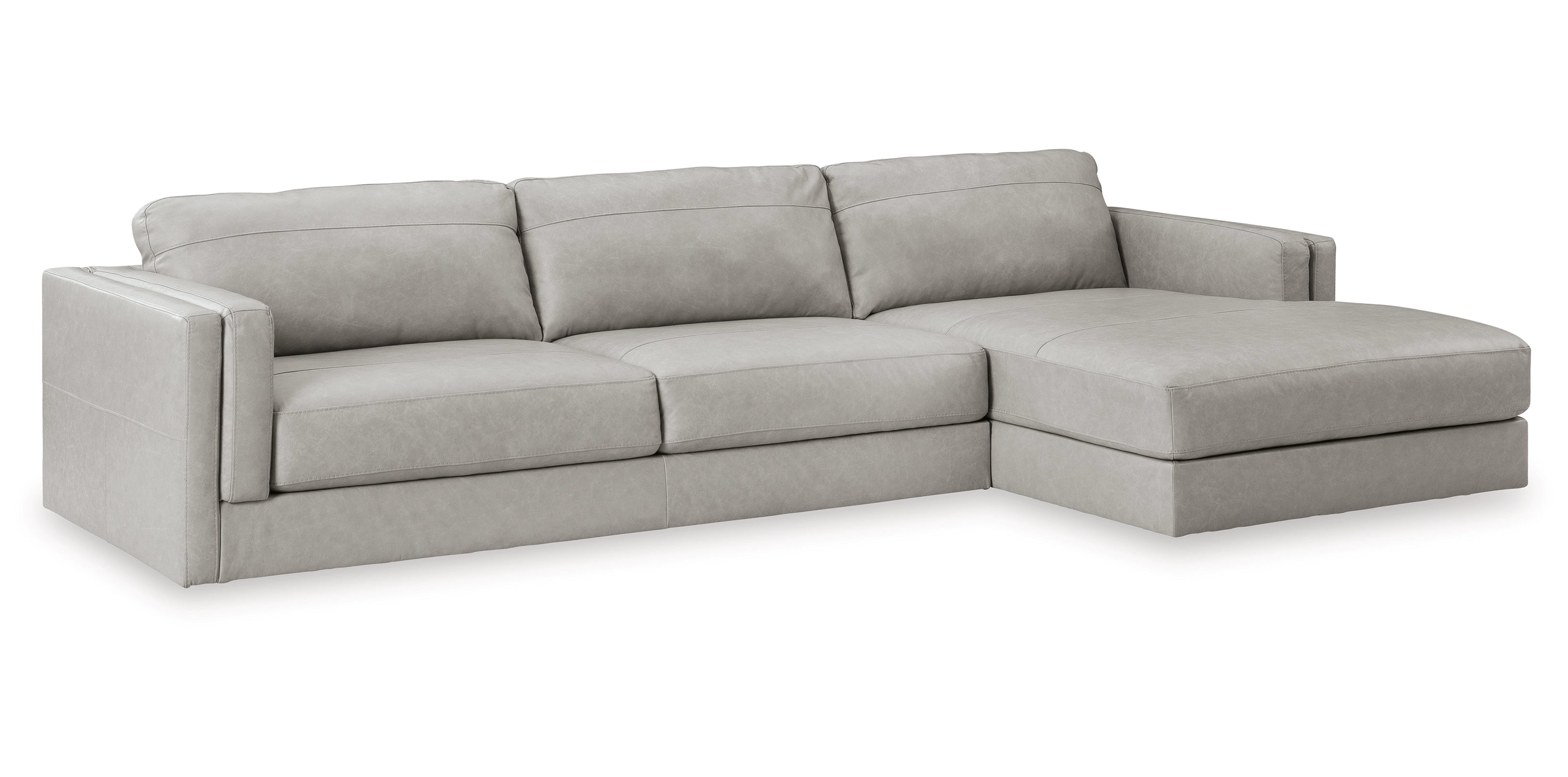 Amiata Right Facing Leather Sectional with Chaise