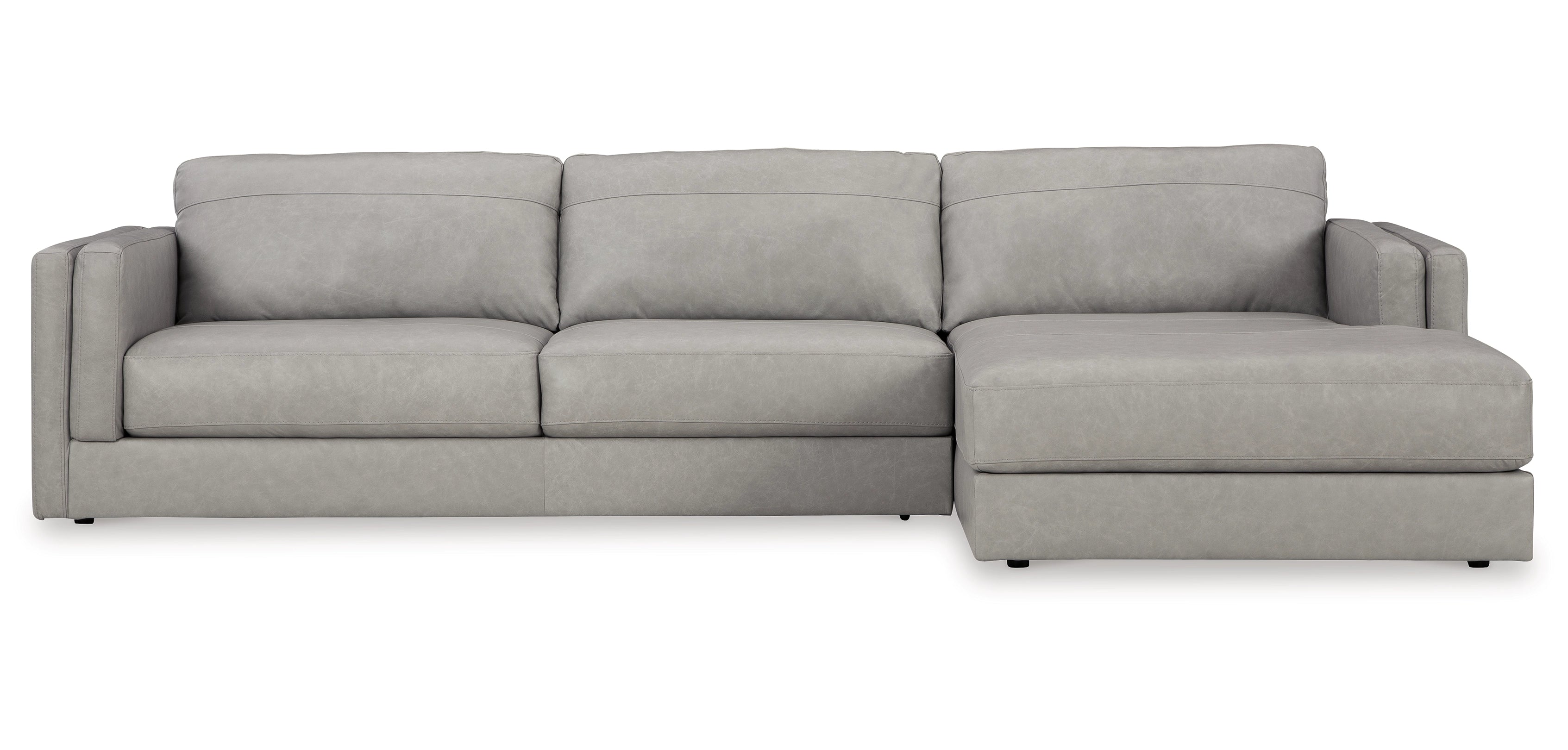 Amiata Right Facing Leather Sectional with Chaise