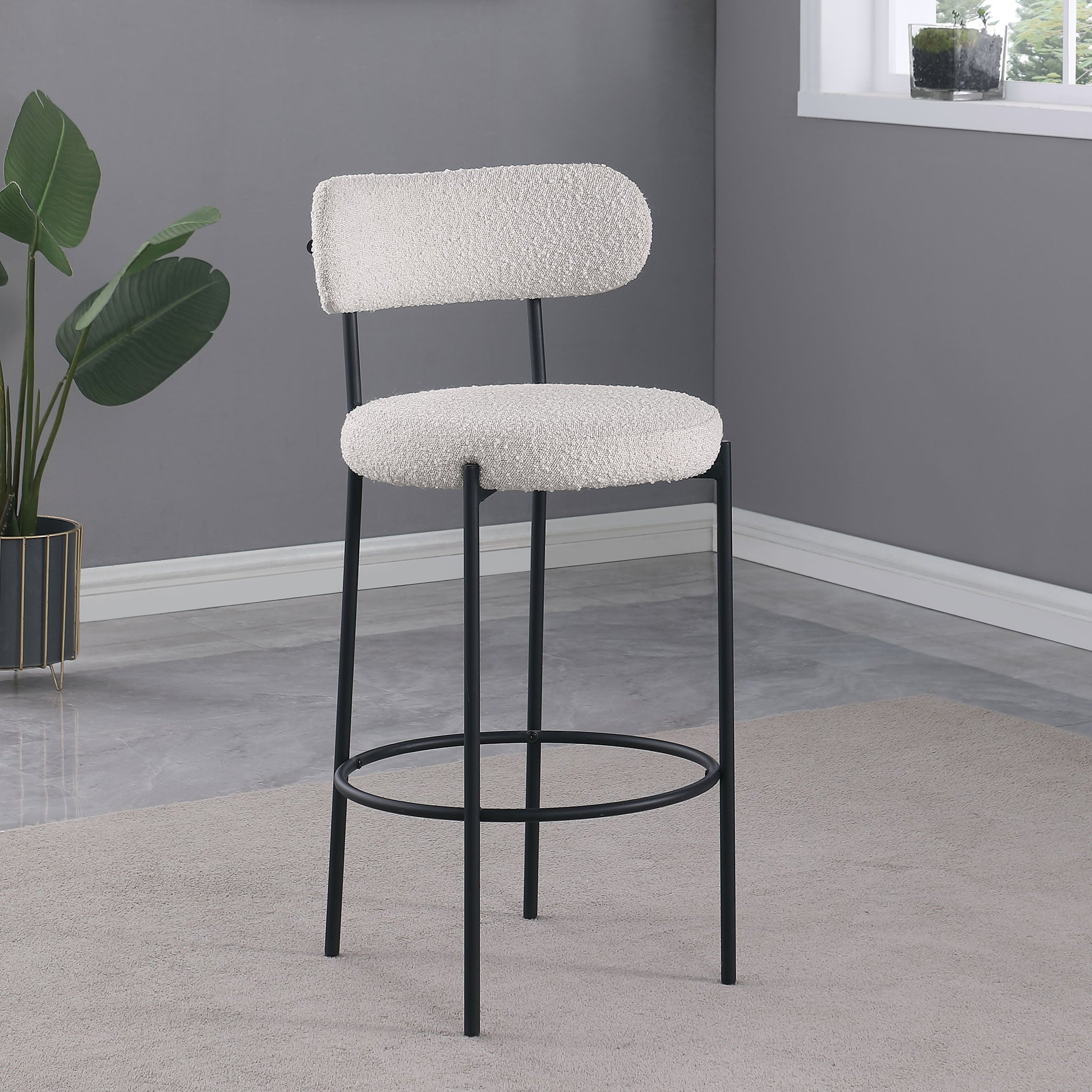 Viola Boucle Upholstered Bar Chair Cream (Set of 2)