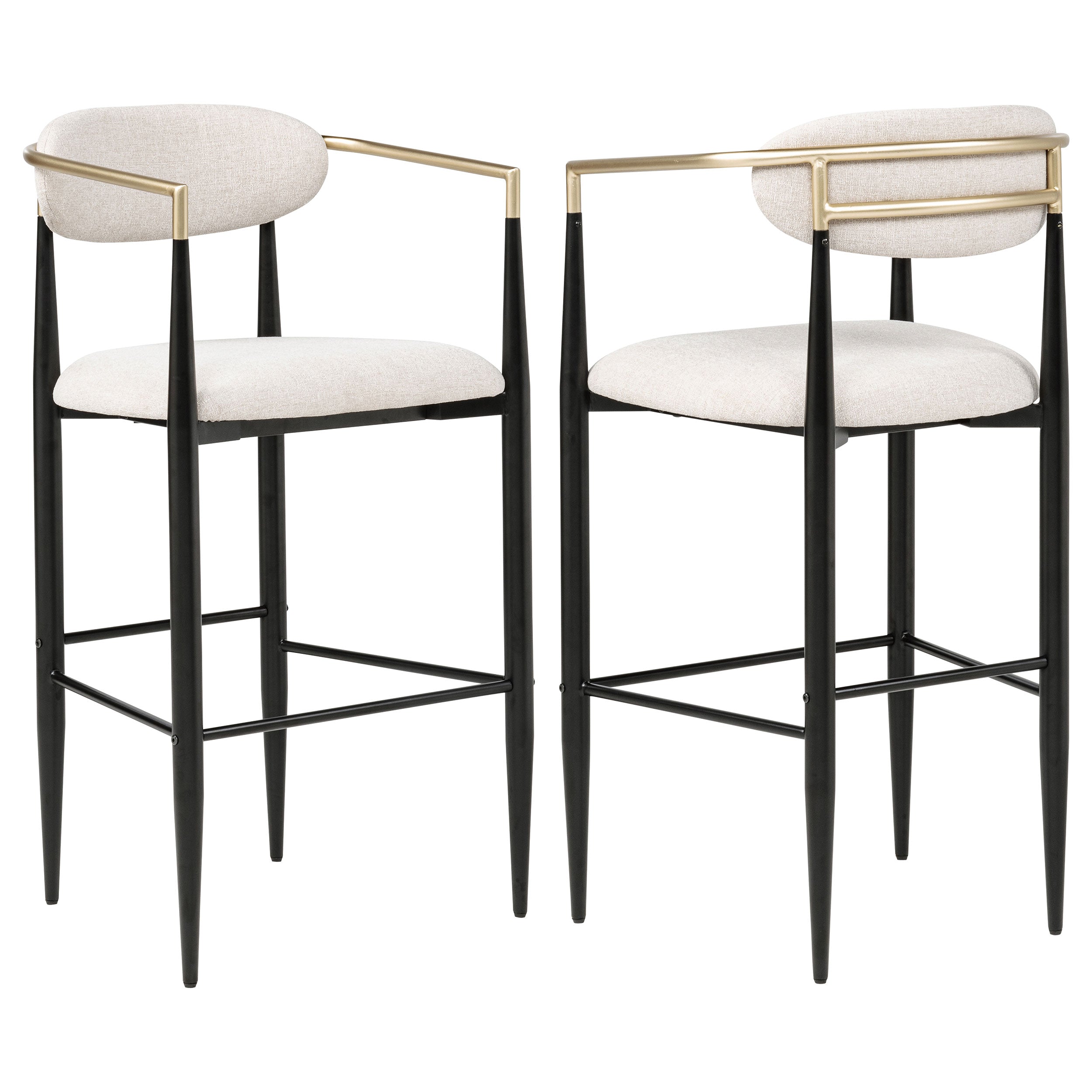 Tina Fabric Upholstered Bar Chair Beige (Set of 2)