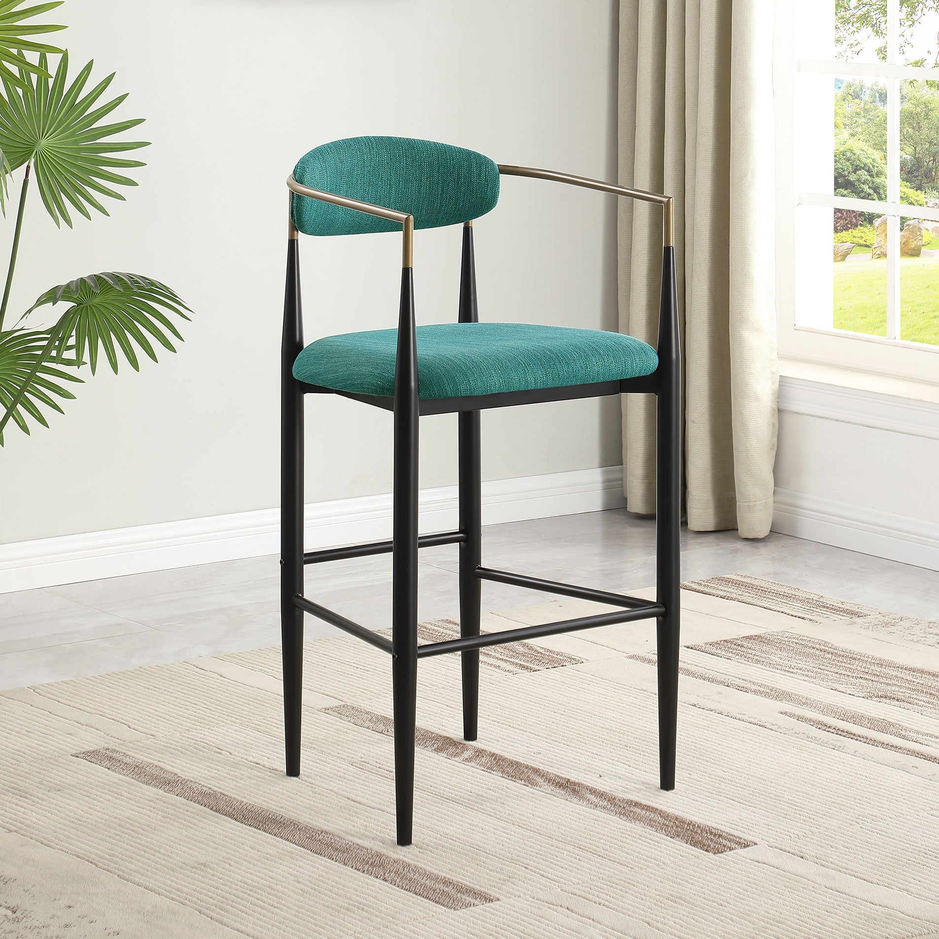 Tina Fabric Upholstered Bar Chair Green (Set of 2)