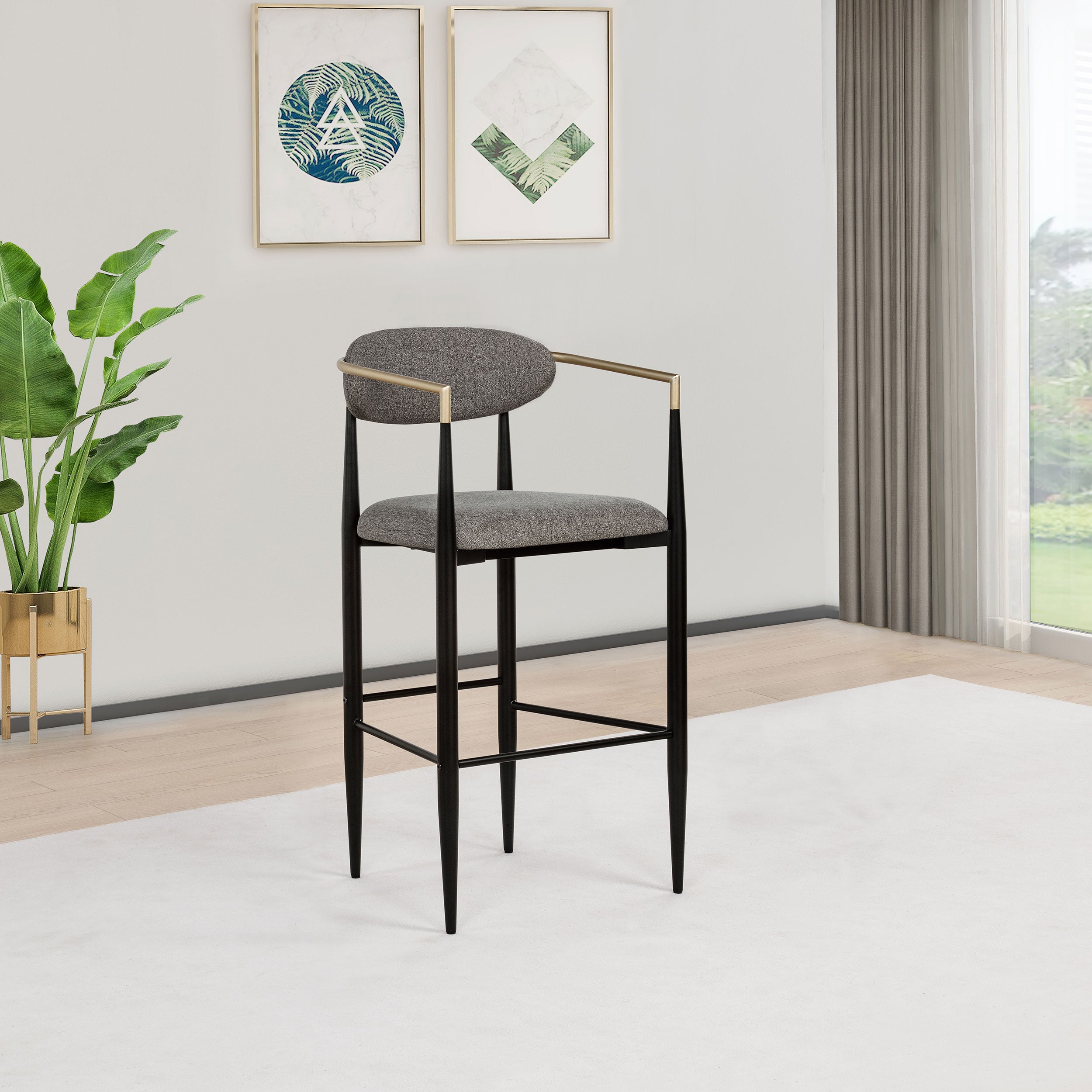 Tina Fabric Upholstered Counter Chair Dark Grey (Set of 2)