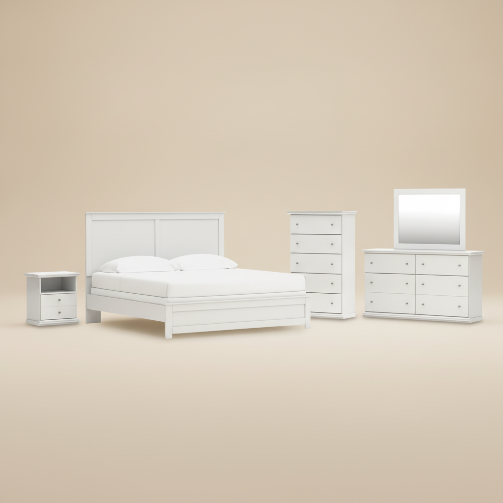 Bostwick Shoals King Panel Bed, Dresser, Mirror, Chest and Nightstand