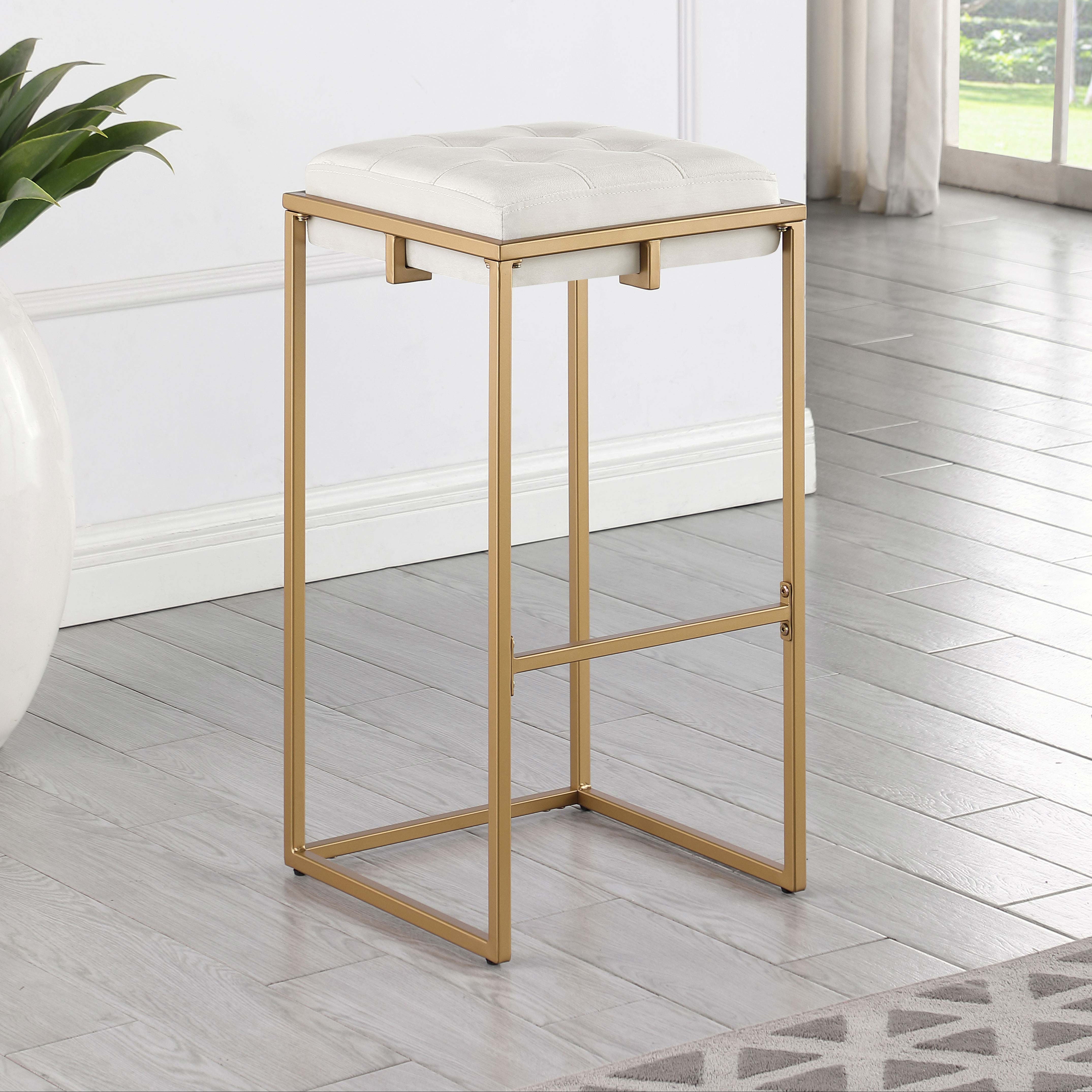 Nadia Upholstered Backless Bar Stool Beige (Set of 2)