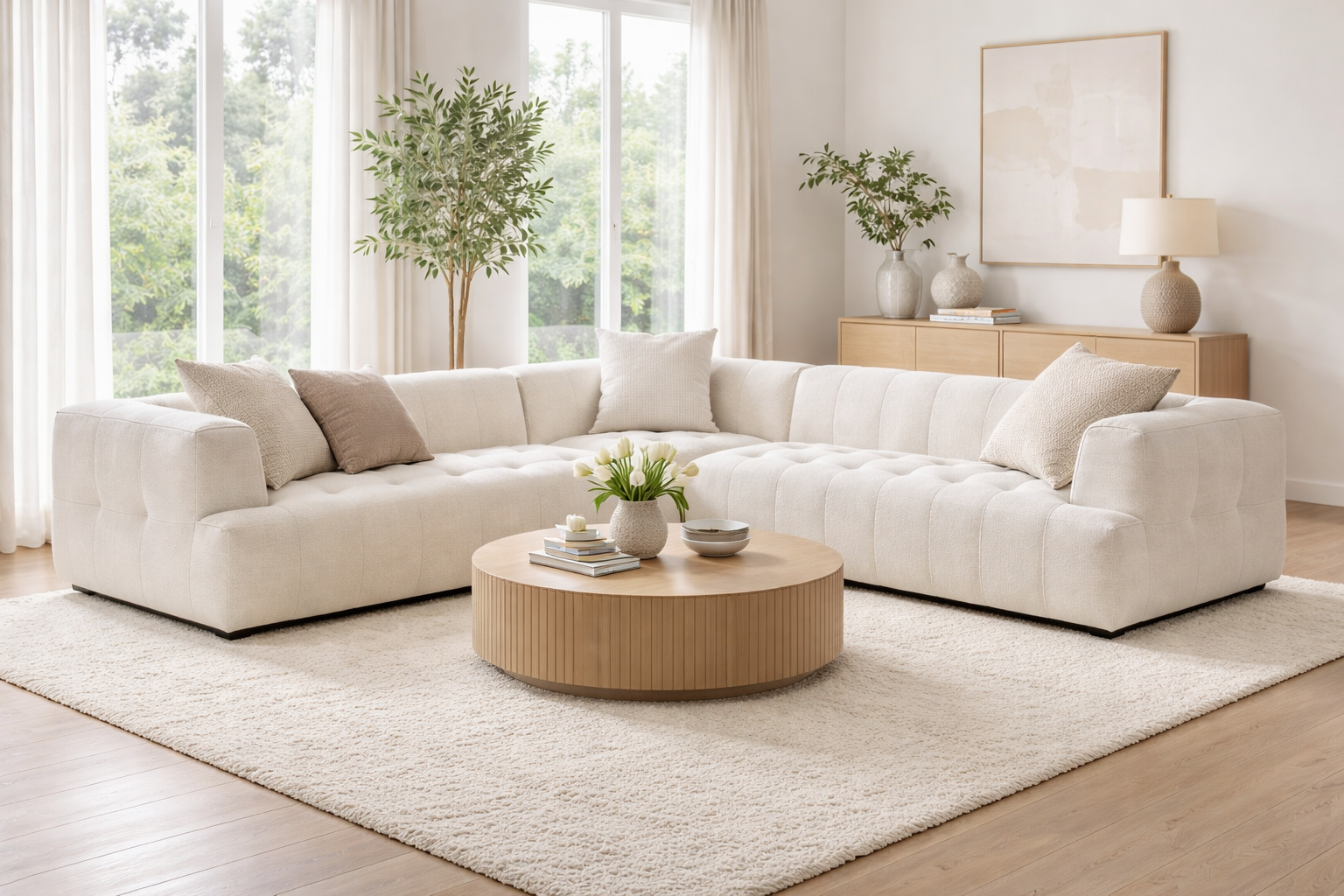 Wade Ivory Boucle Corner Sofa