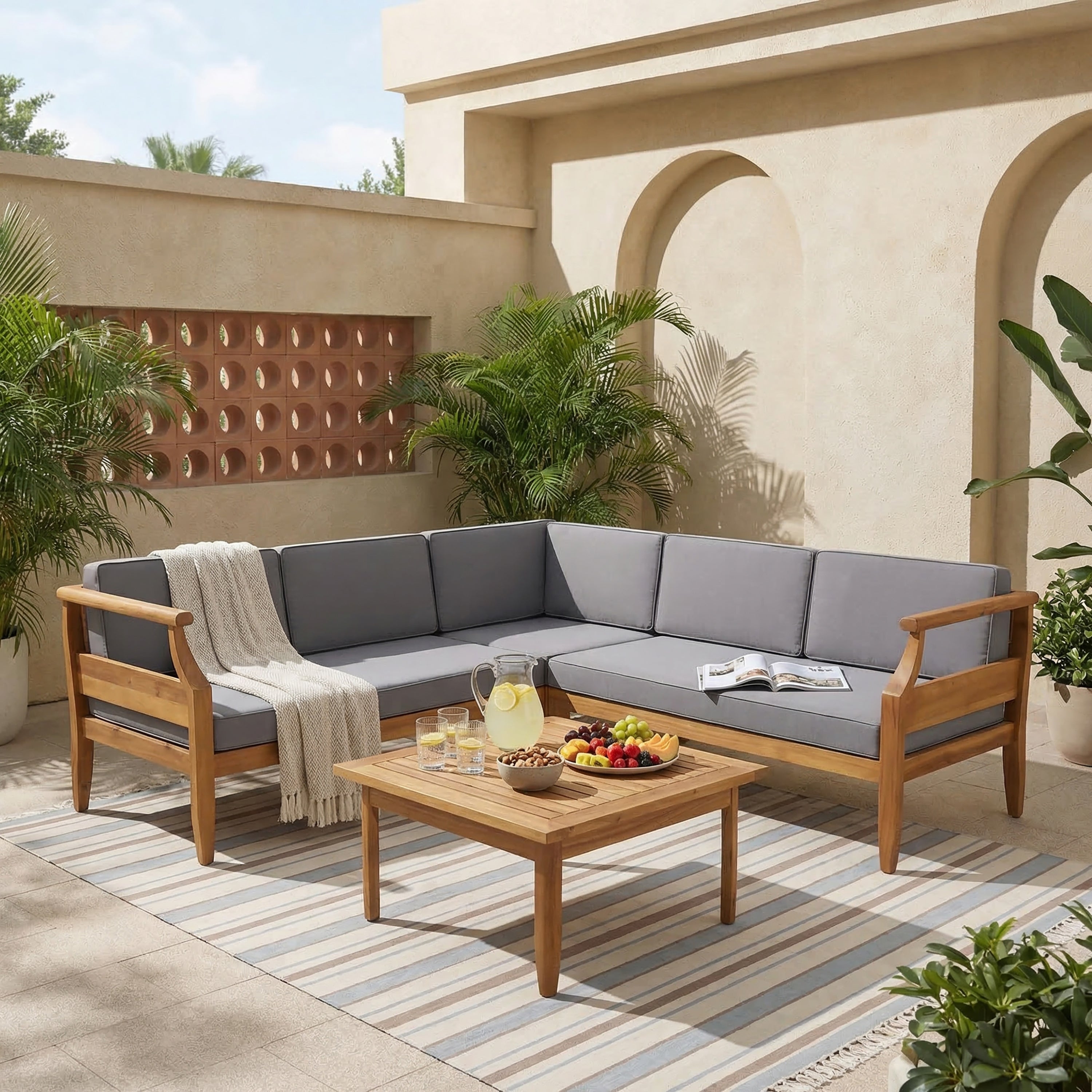 Aston Outdoor Sofa Set Patio Seating - Dark Gray