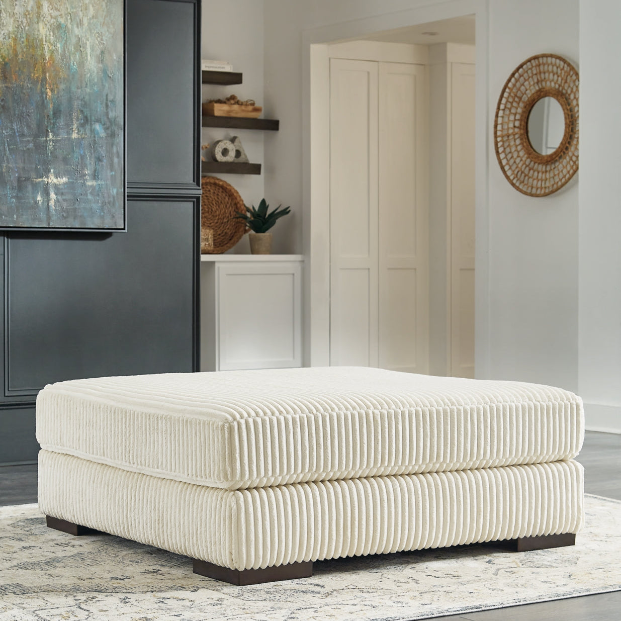Lindyn Oversized Accent Ottoman - Ivory
