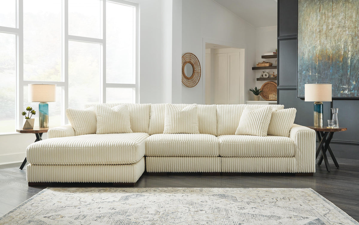 Lindyn 3-Piece Sectional with Chaise - Ivory, Left-Arm Chaise
