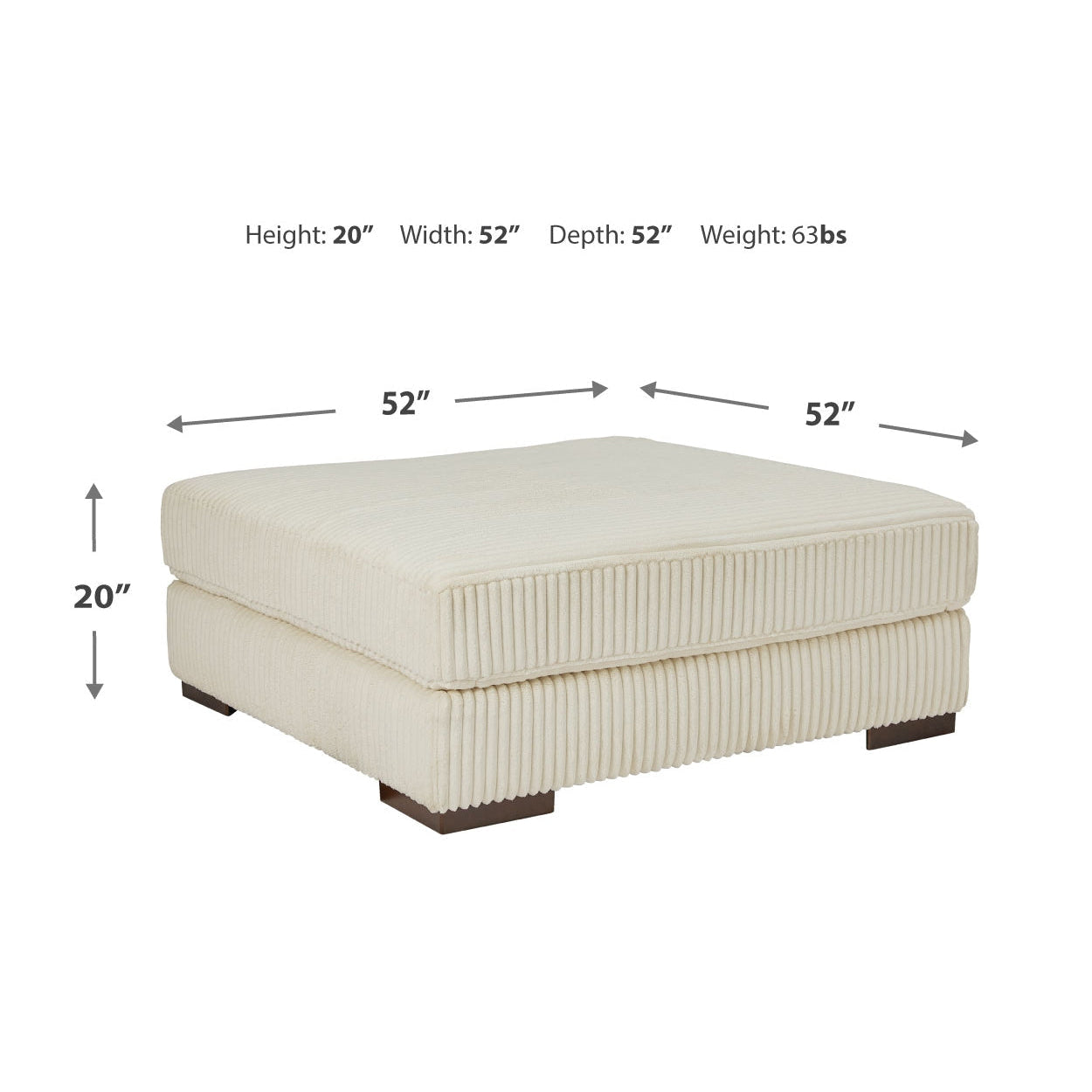 Lindyn Oversized Accent Ottoman - Ivory