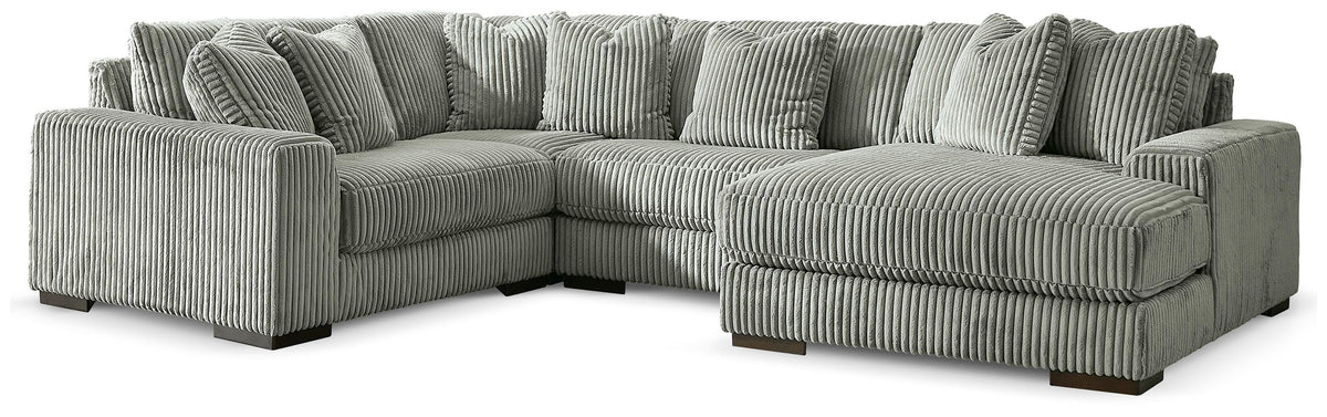 Lindyn 4-Piece Sectional with Chaise - Fog, Right-Arm Chaise