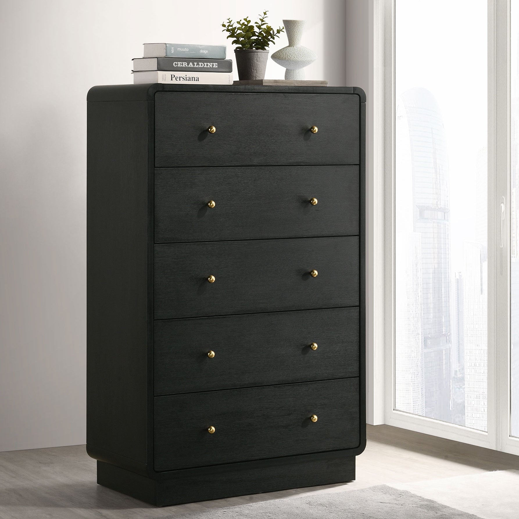 Cavelle 5-drawer Chest of Drawers Black