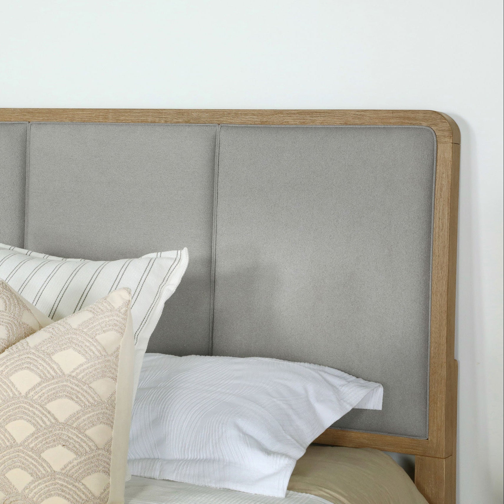 Arini Upholstered Eastern King Panel Bed Sand Wash and Grey