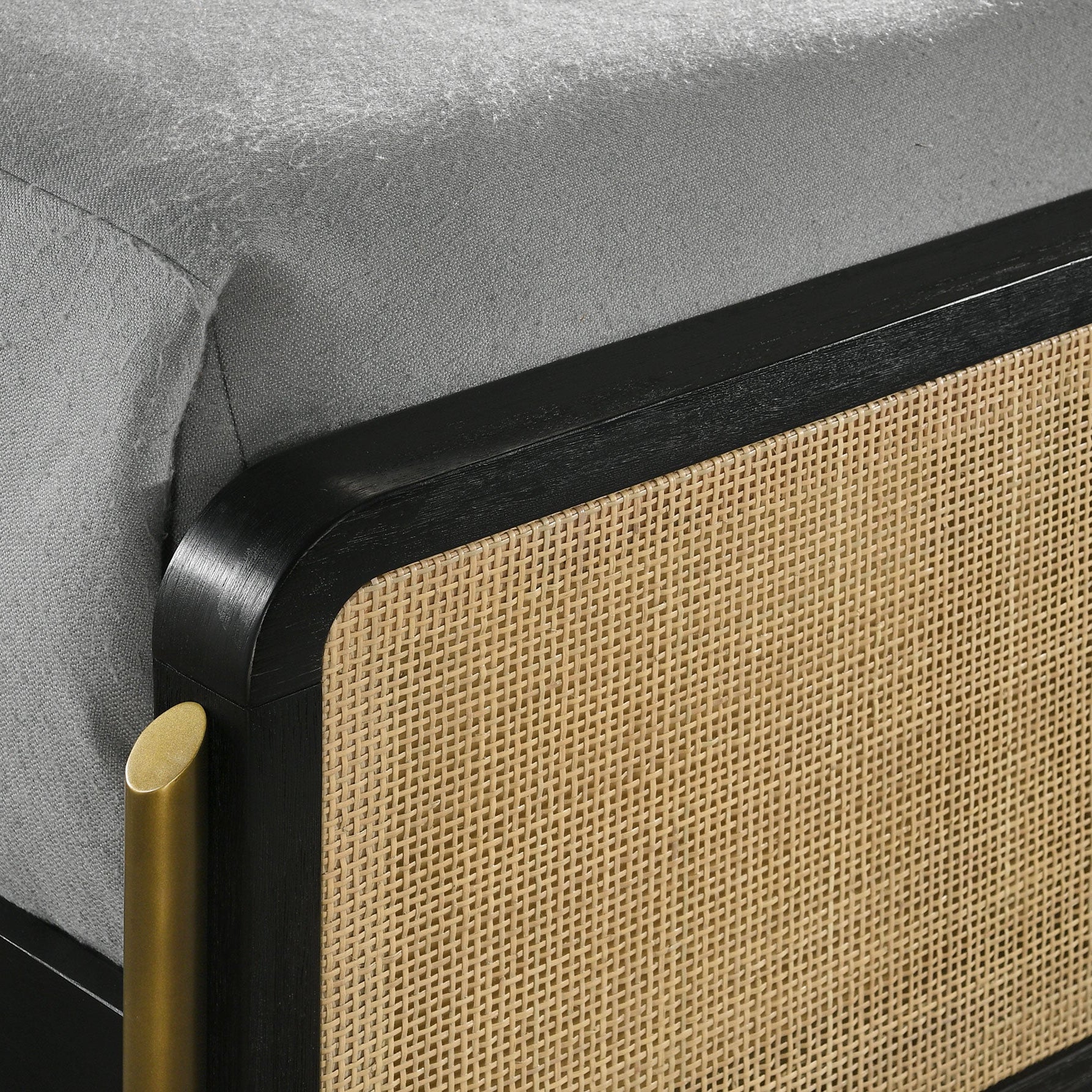 Arini Rattan California King Panel Bed Black and Natural