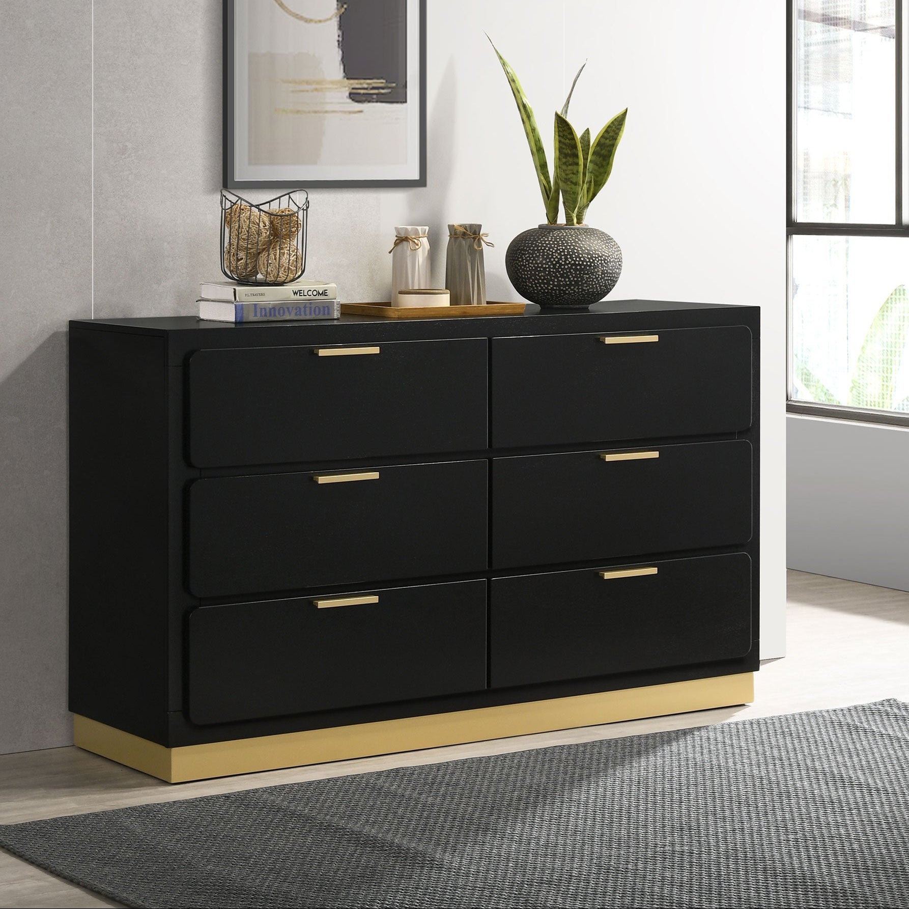 Caraway 6-drawer Dresser Black