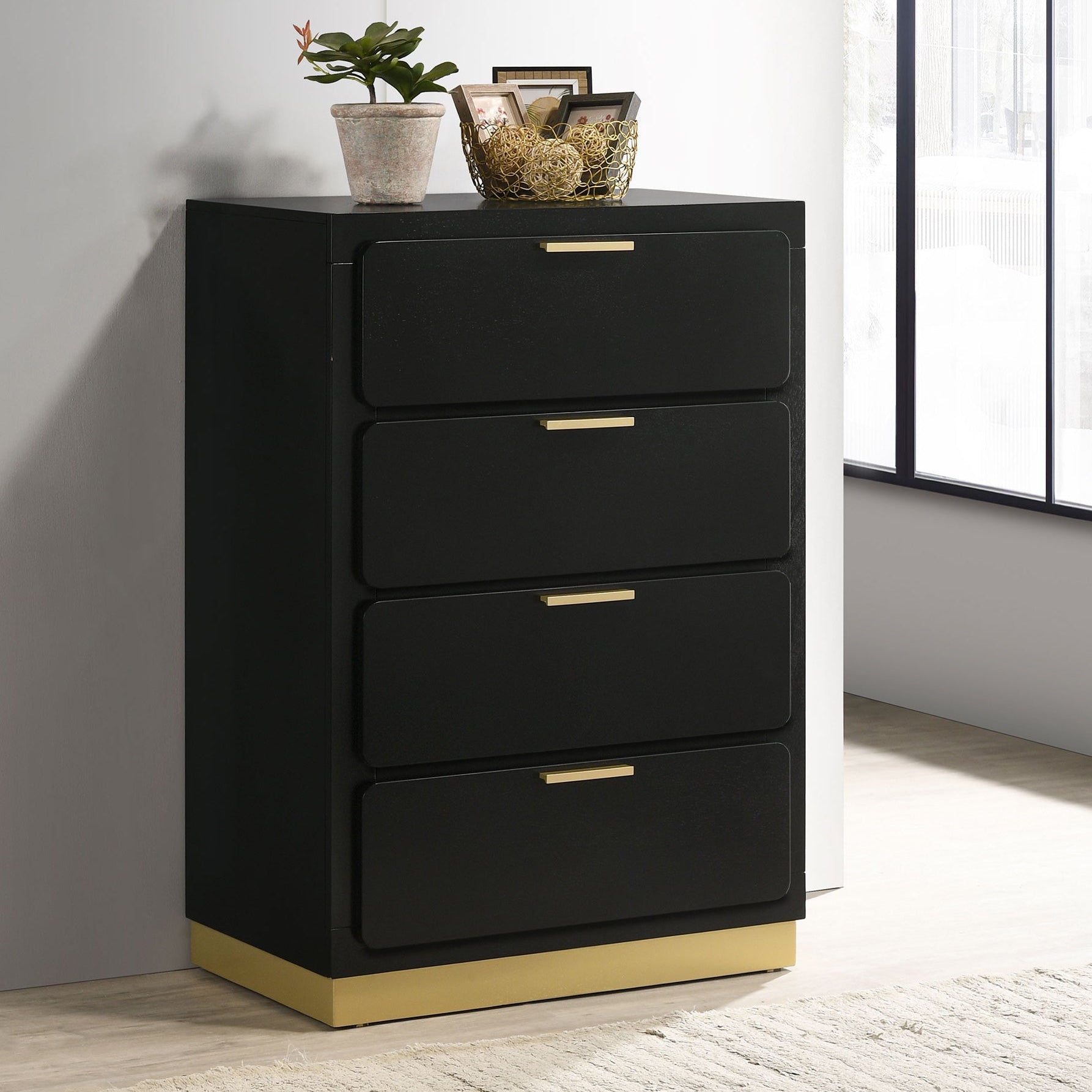 Caraway 4-drawer Bedroom Chest Black