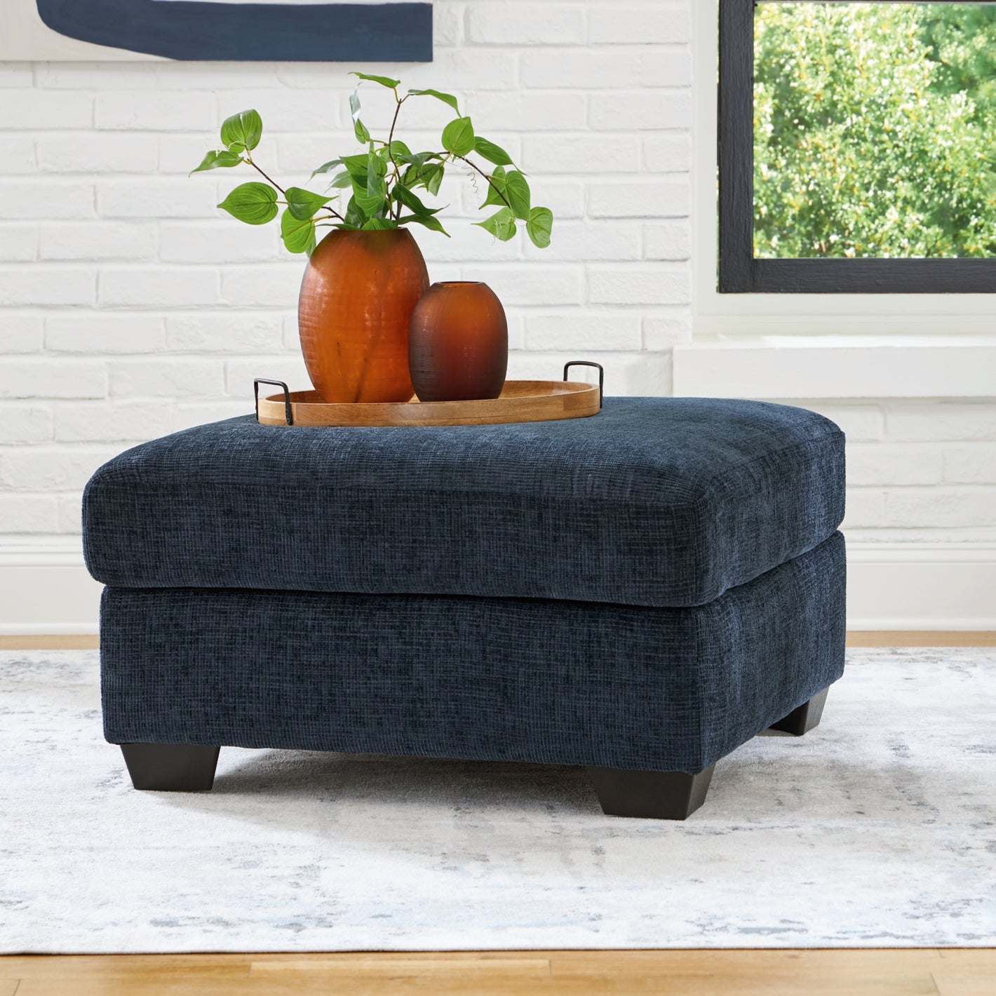 Aviemore Oversized Accent Ottoman - Navy