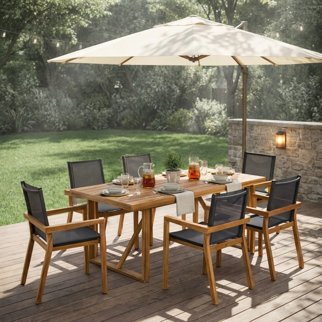 Outdoor Dining Set Acacia Wood Garden - Teak