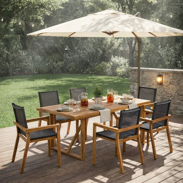 Outdoor Dining Set Acacia Wood Garden - Teak
