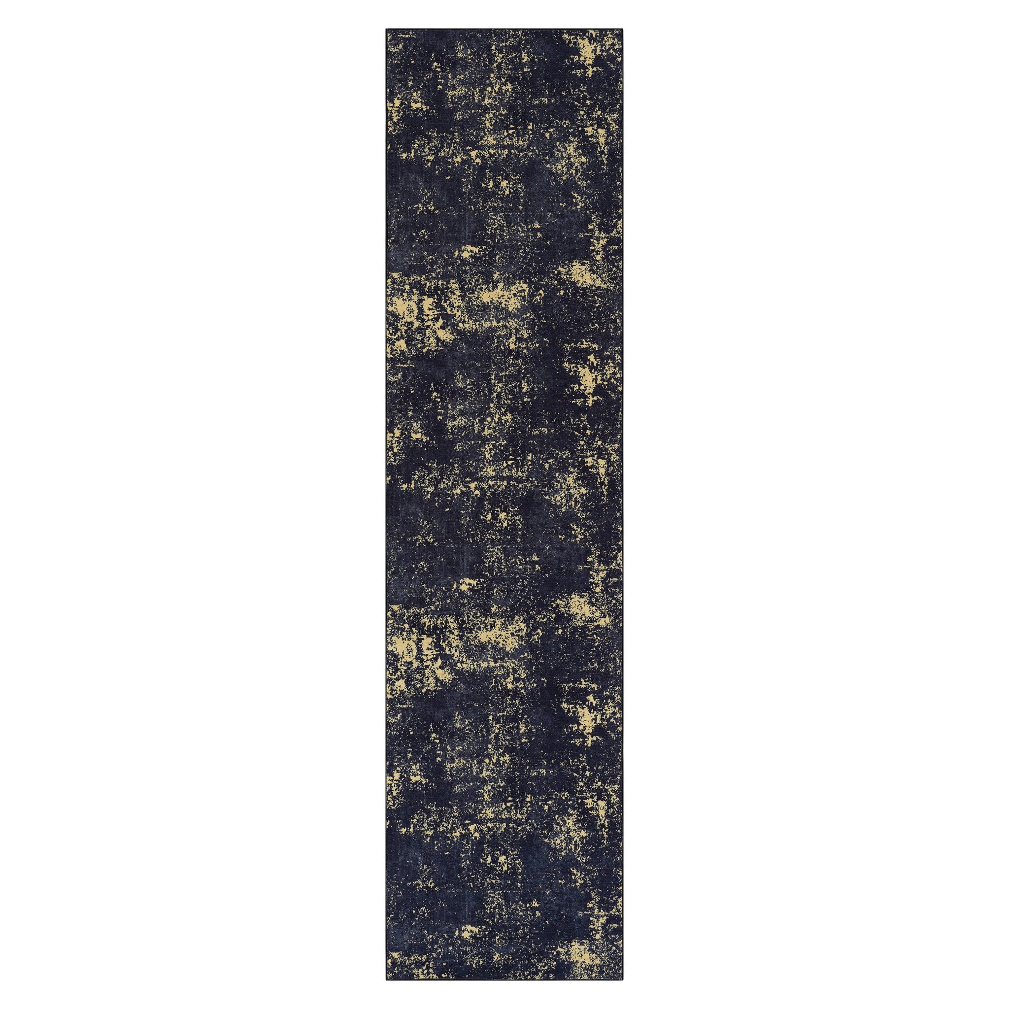 Layla 6' x 9' Black/Gold Machine Washable Low-Pile, Non-Slip, Non-Shedding, Foldable, Kid & Pet Friendly Area Rug - MidinMod