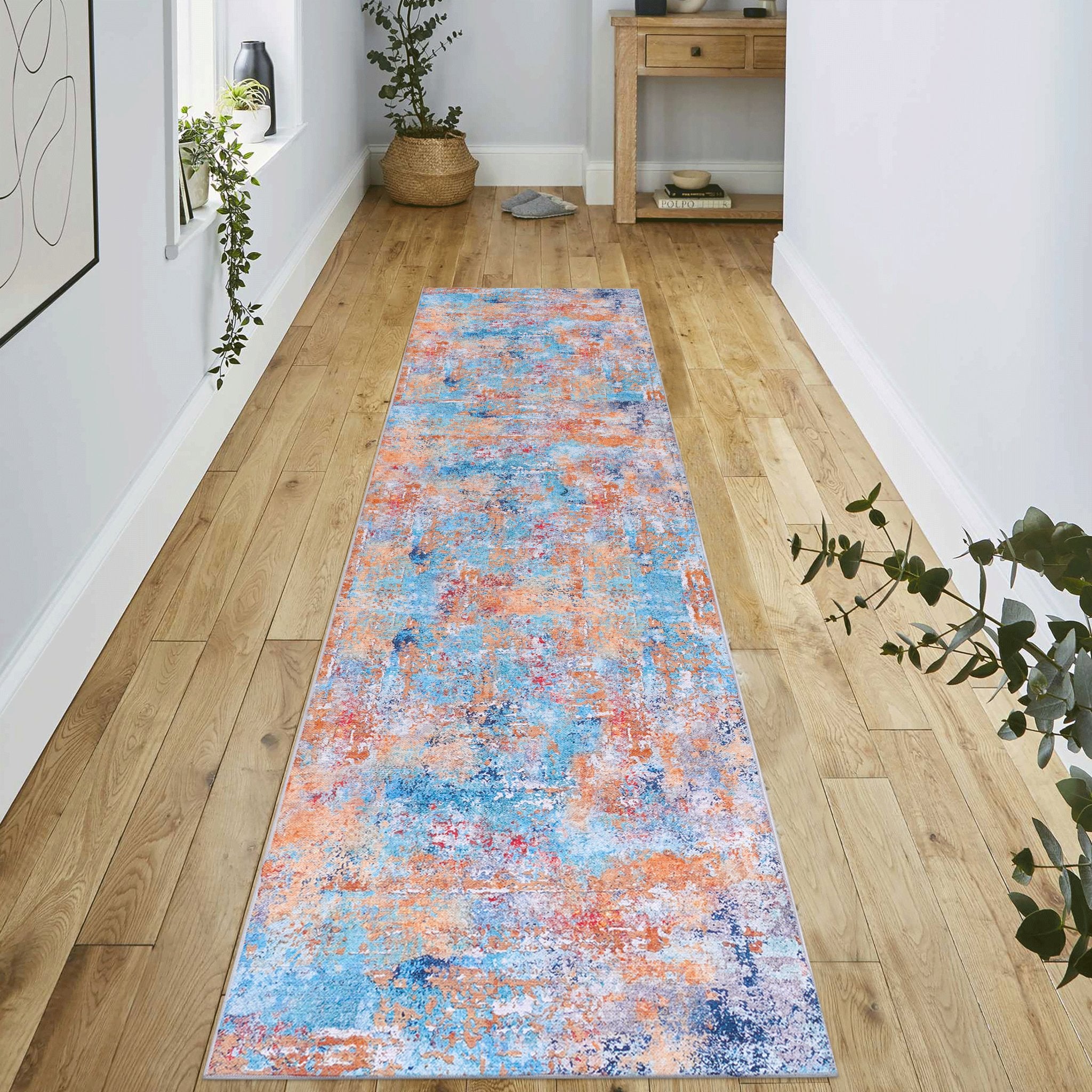 Layla 2'6'' x 10' Multi Color Machine Washable Low-Pile, Non-Slip, Non-Shedding, Foldable, Kid & Pet Friendly Area Rug - MidinMod