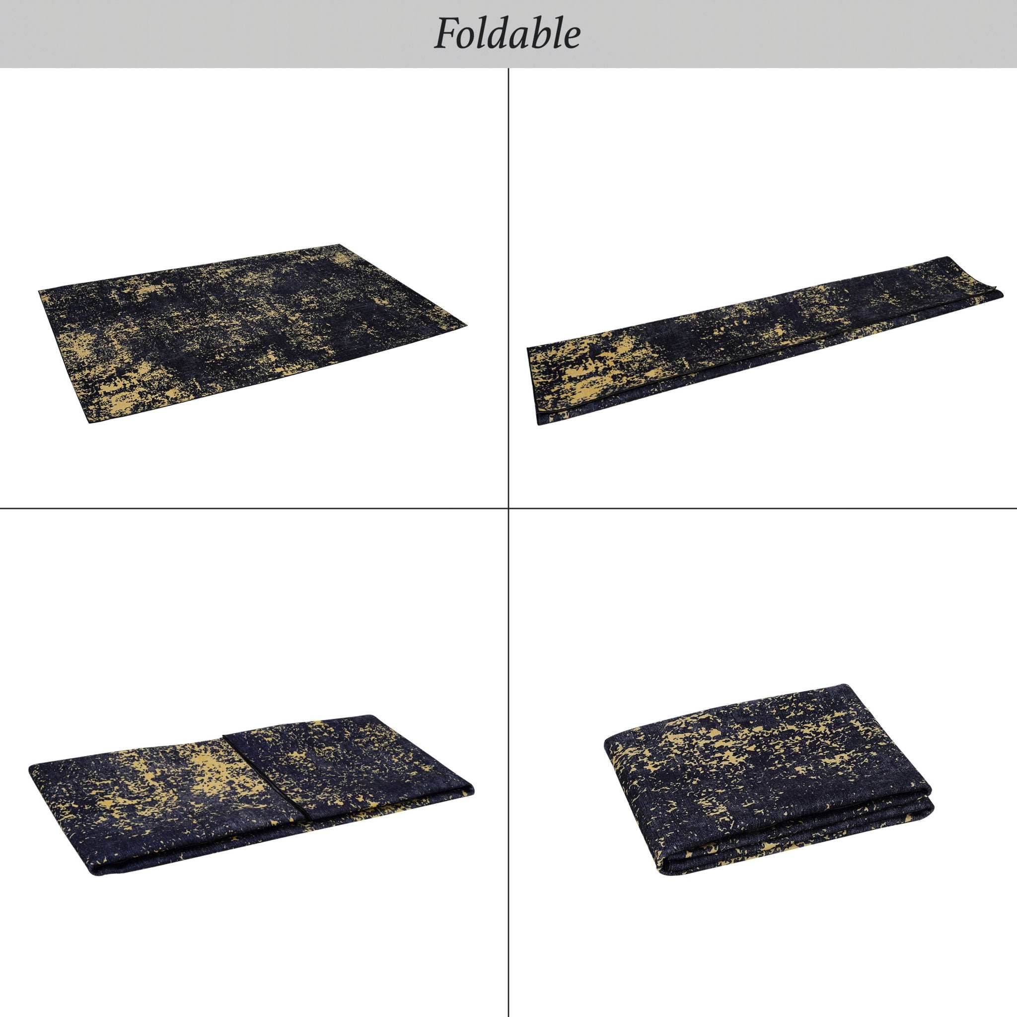 Layla 2' x 3' Black/Gold Machine Washable Low-Pile, Non-Slip, Non-Shedding, Foldable, Kid & Pet Friendly Area Rug - MidinMod