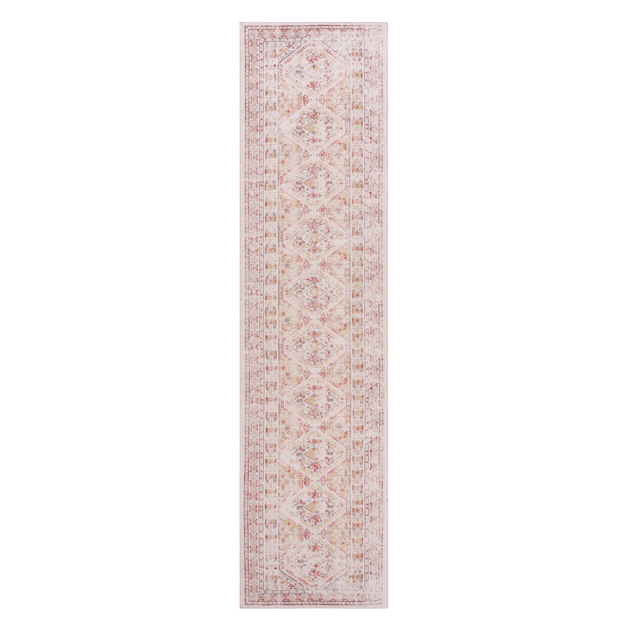 Kaden 2'6'' x 10' Beige/ Machine Washable Low-Pile, Non-Slip, Non-Shedding, Foldable, Kid & Pet Friendly Area Rug - MidinMod