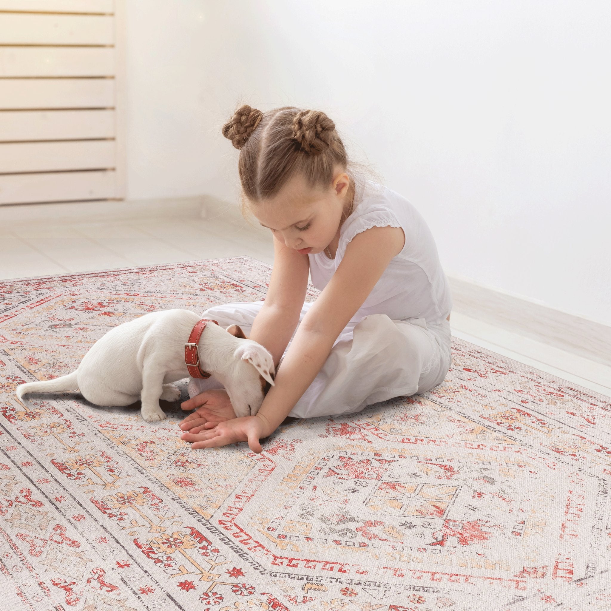 Kaden 8' x 10' Beige/ Machine Washable Low-Pile, Non-Slip, Non-Shedding, Foldable, Kid & Pet Friendly Area Rug - MidinMod