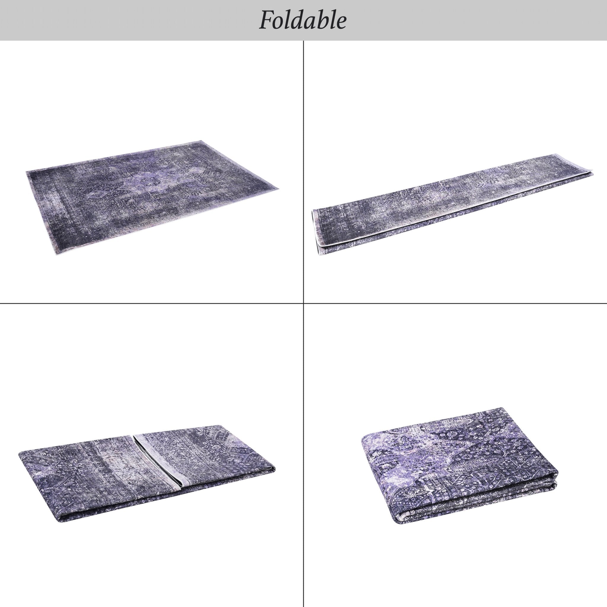 Bovi 2'6'' x 10' Anthracite/ Machine Washable Low-Pile, Non-Slip, Non-Shedding, Foldable, Kid & Pet Friendly Area Rug - MidinMod