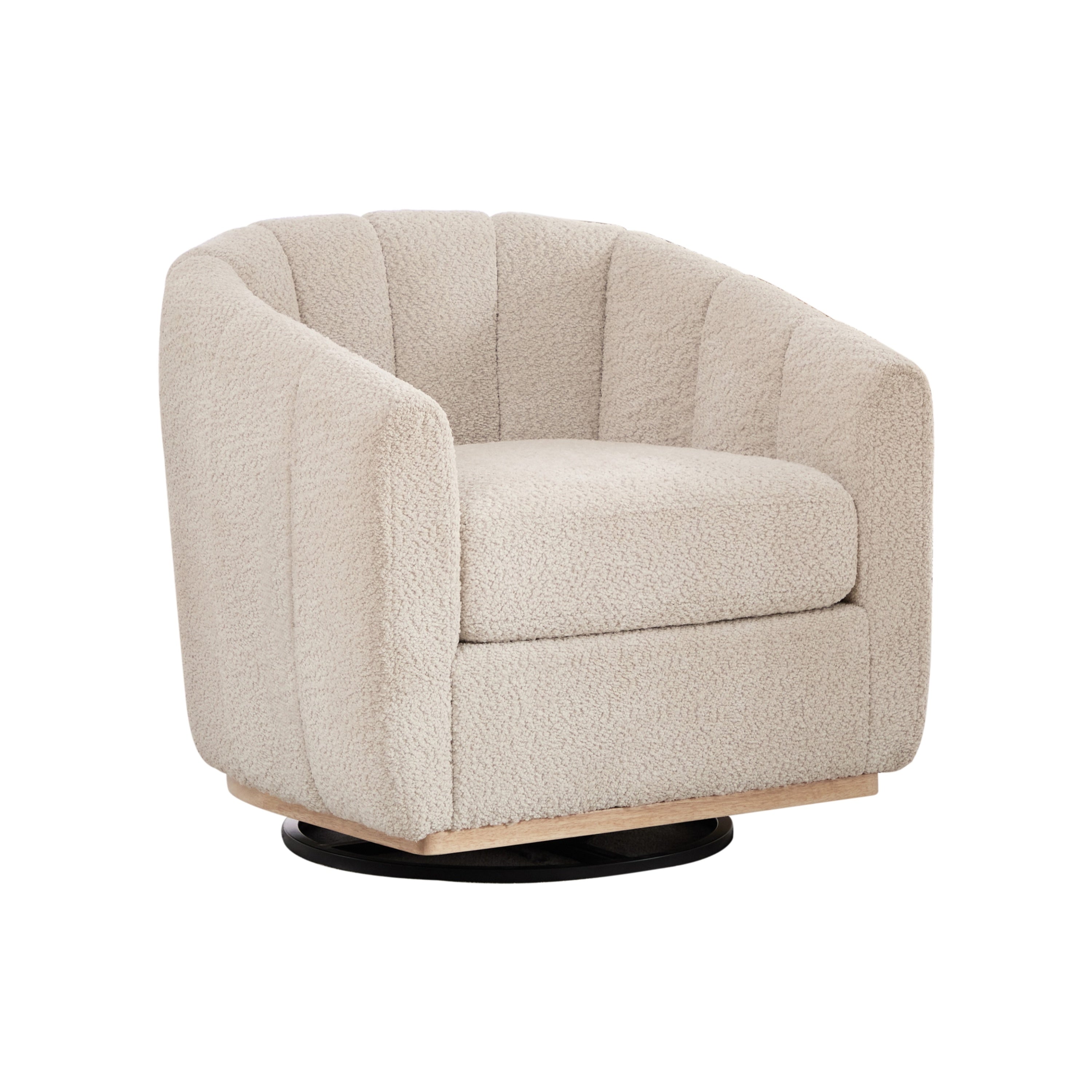Eaton Swivel Barrel Chair with Metal Base and Tufted-Chenille Upholstery
