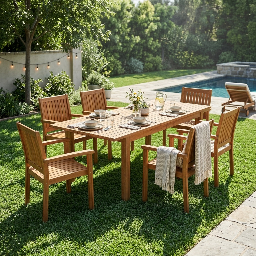 Outdoor Dining Set Acacia Wood - Teak