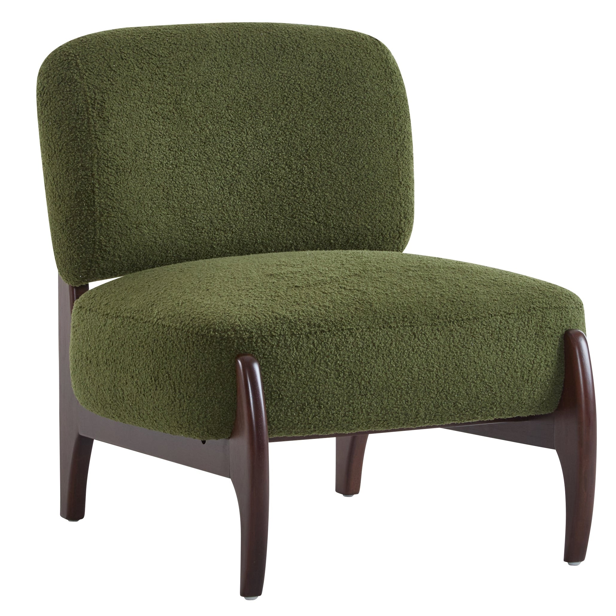Easton Green Modern Boucle Lounge Chair with Solid Wood Frame