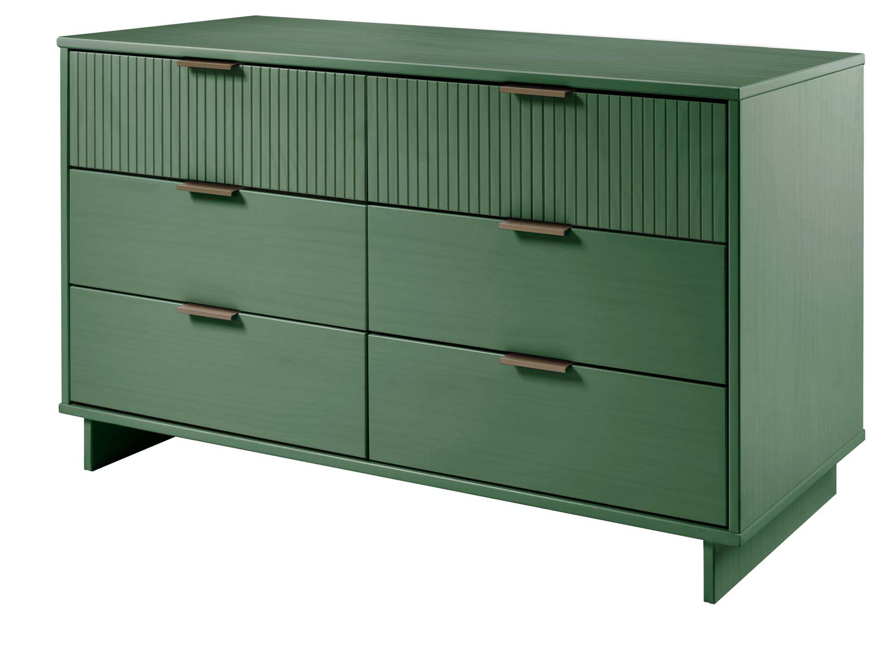 Granville 55.04" Modern Sage Green Solid Wood Double Wide Dresser | MidinMod