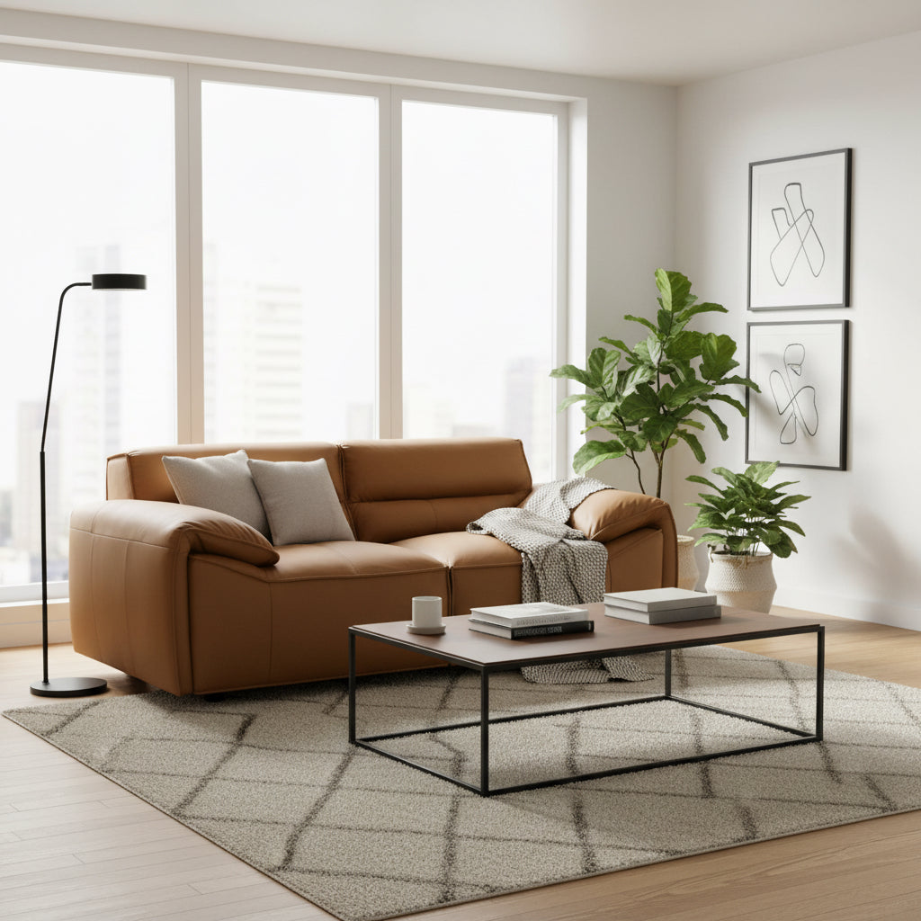 Buxton Top Grain Leather Upholstered Loveseat Orange