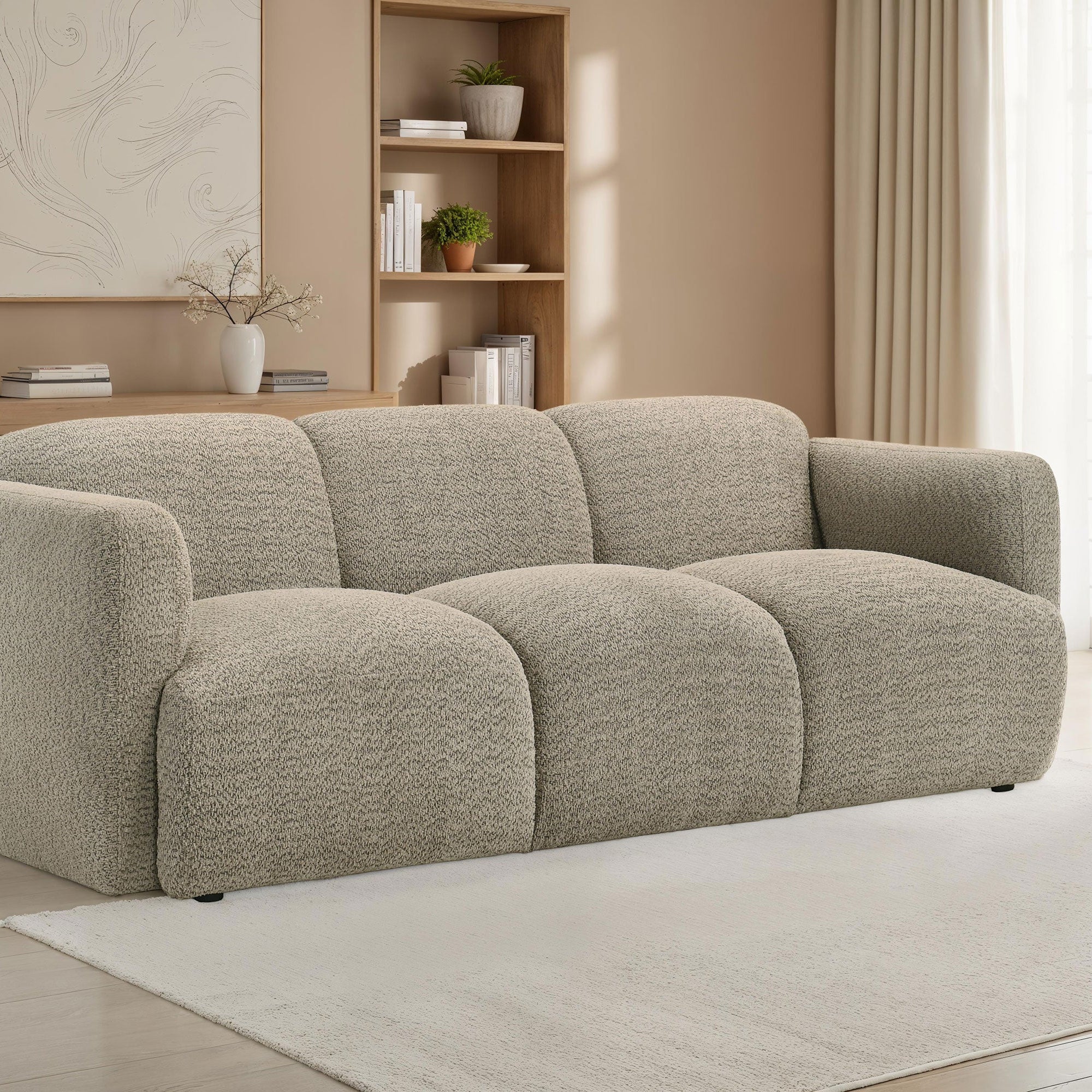 Dorset Fabric Upholstered Round Track Arm Sofa Brown