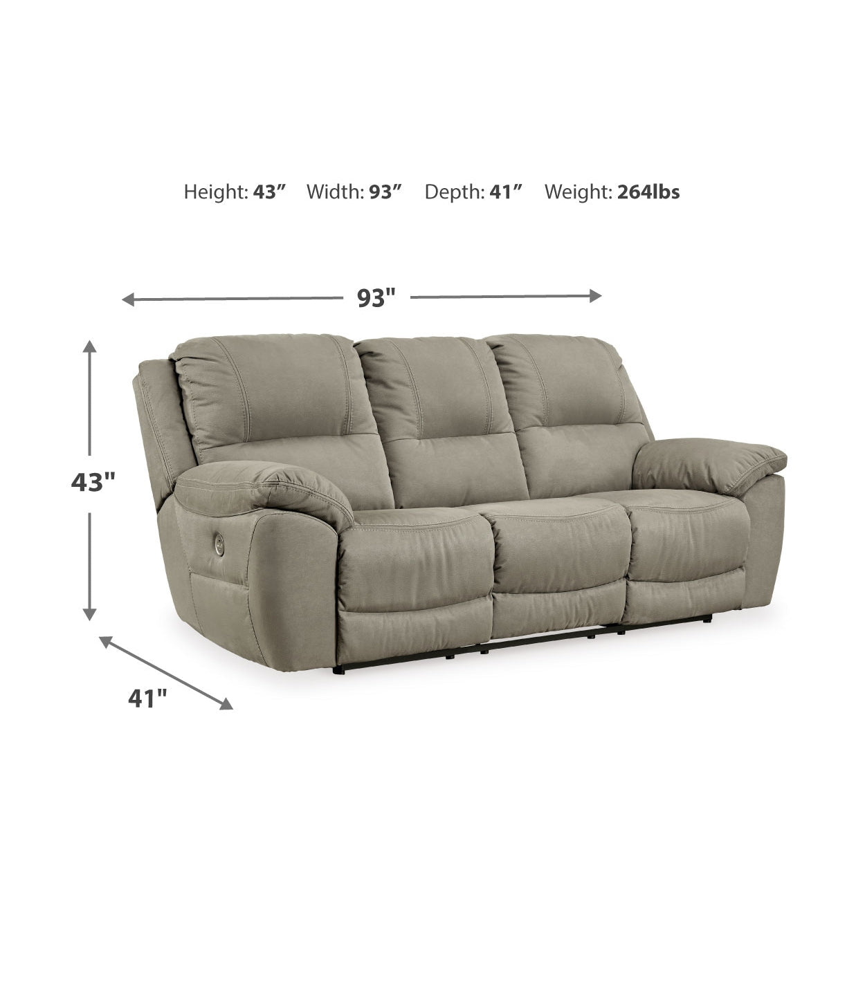 Next-Gen Gaucho Reclining Power Sofa - Gray