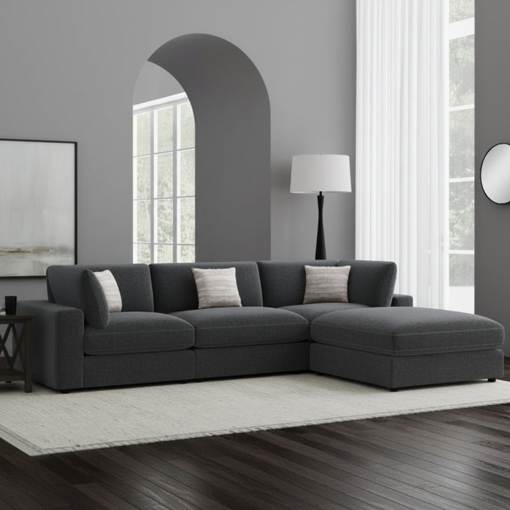 Serene 4-piece Upholstered Modular Sectional Sofa Charcoal