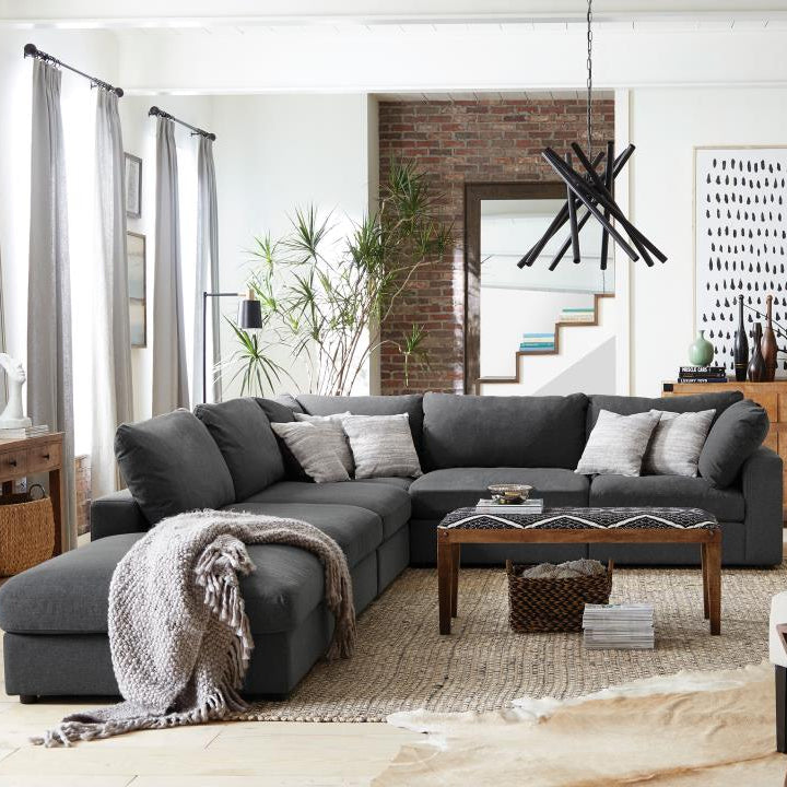 Serene 6-piece Upholstered Modular Sectional Sofa Charcoal