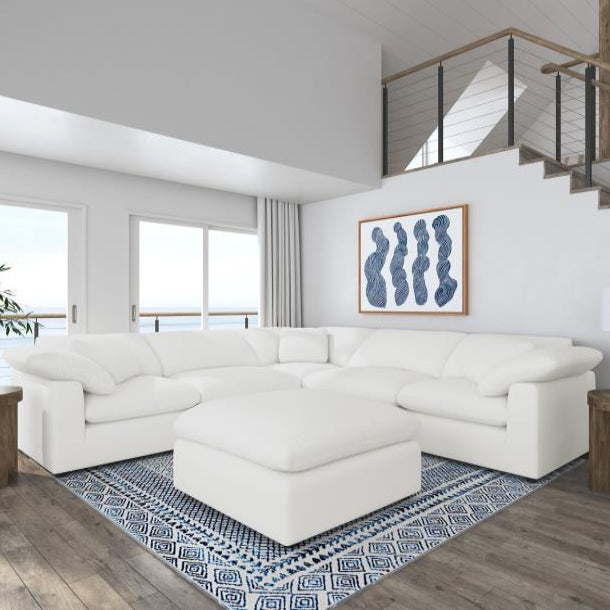 Raleigh 6-piece Boucle Upholstered Modular Sectional Ivory